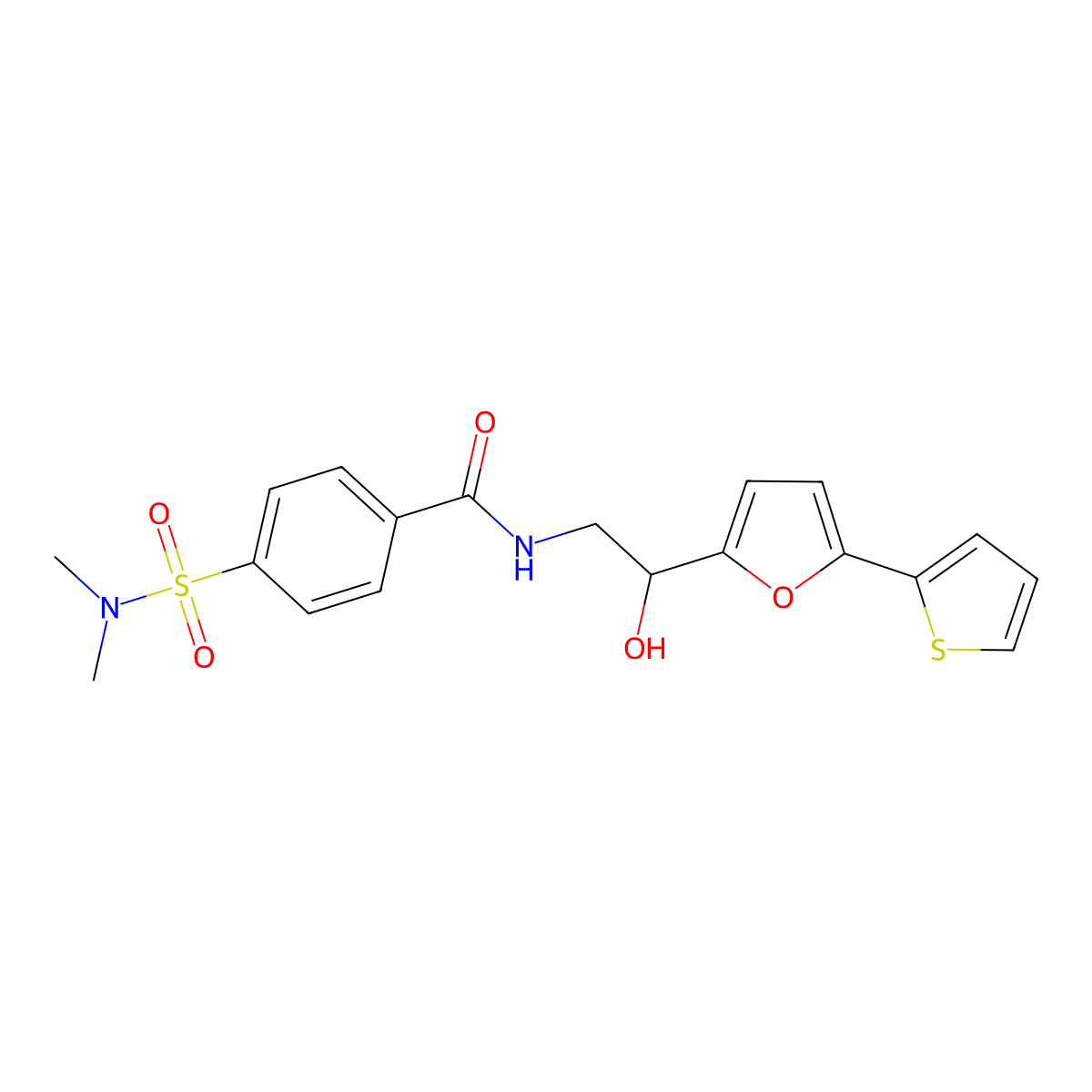 4-(dimethylsulfamoyl)-N-{2-hydroxy-2-[5-(thiophen-2-yl)furan-2-yl]ethyl}benzamide molecular structure, CAS 2309588-75-6