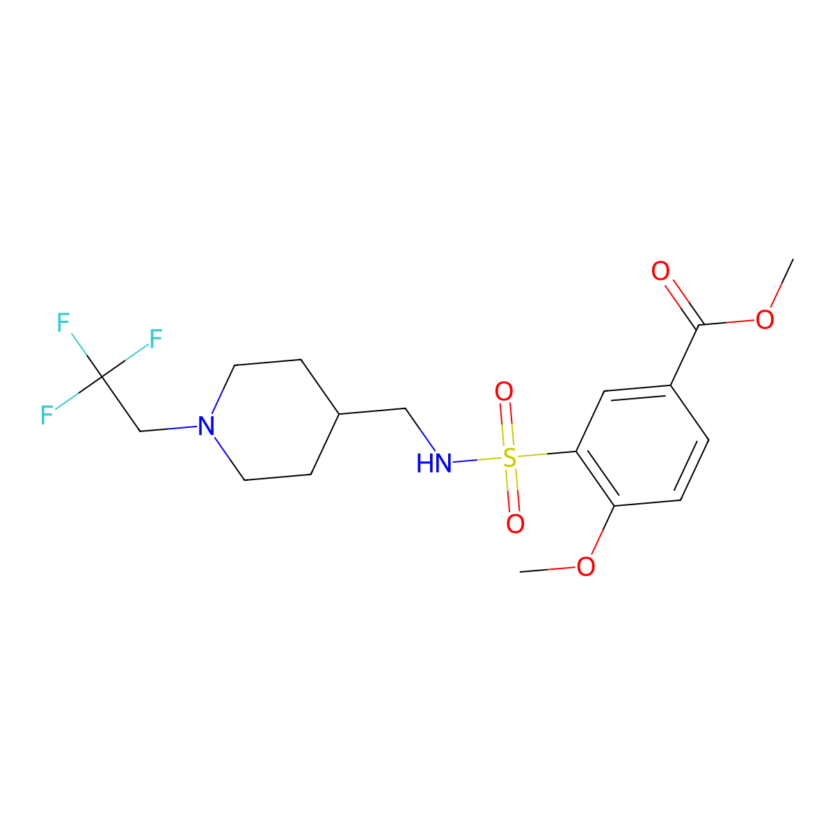 Methyl 4-methoxy-3-({[1-(2,2,2-trifluoroethyl)piperidin-4-yl]methyl}sulfamoyl)benzoate molecular structure, CAS 2309588-92-7