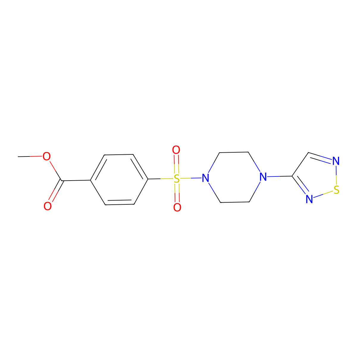 Methyl 4-{[4-(1,2,5-thiadiazol-3-yl)piperazin-1-yl]sulfonyl}benzoate molecular structure, CAS 2309588-99-4