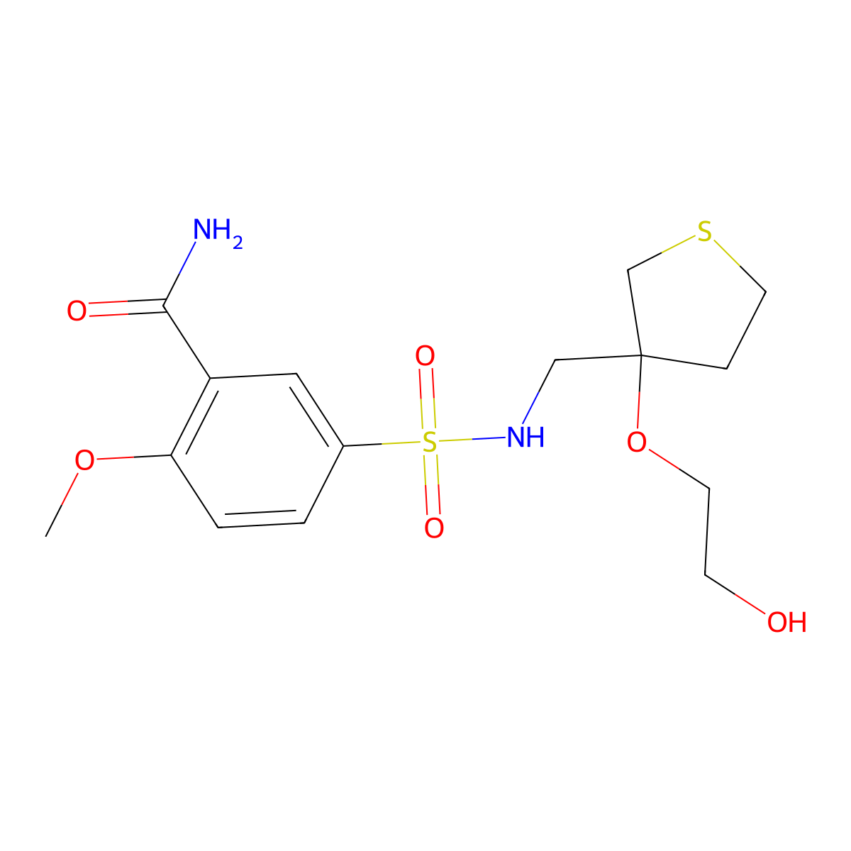 5-({[3-(2-Hydroxyethoxy)thiolan-3-yl]methyl}sulfamoyl)-2-methoxybenzamide molecular structure, CAS 2309589-22-6