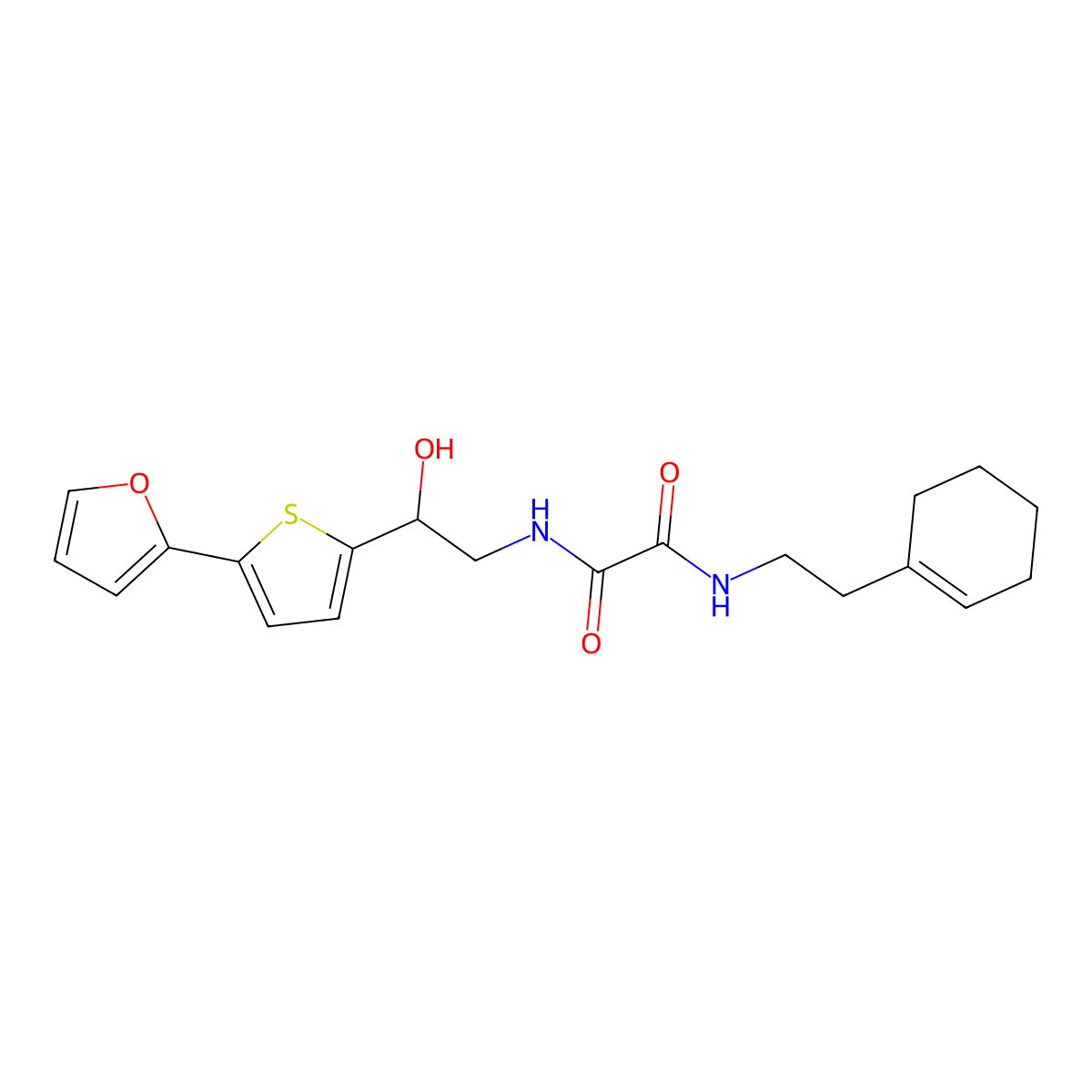 N'-[2-(cyclohex-1-en-1-yl)ethyl]-N-{2-[5-(furan-2-yl)thiophen-2-yl]-2-hydroxyethyl}ethanediamide molecular structure, CAS 2309589-30-6