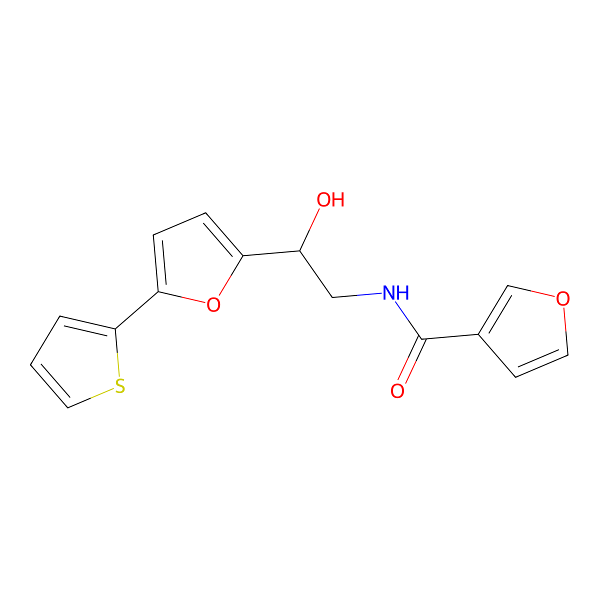 N-{2-hydroxy-2-[5-(thiophen-2-yl)furan-2-yl]ethyl}furan-3-carboxamide molecular structure, CAS 2309589-37-3