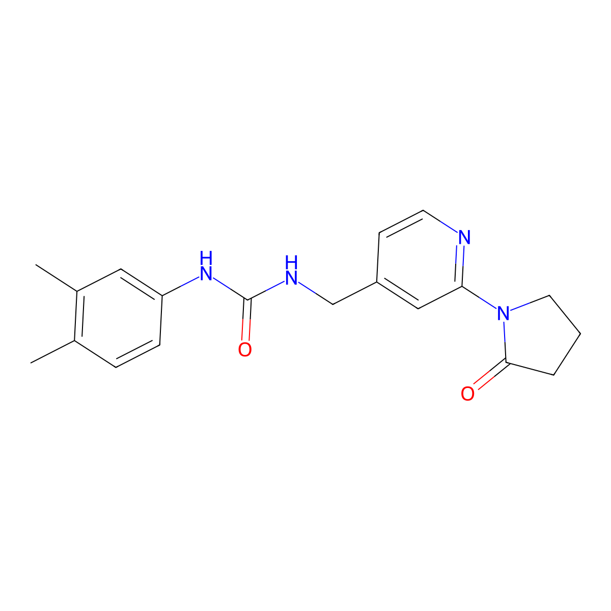 1-(3,4-Dimethylphenyl)-3-{[2-(2-oxopyrrolidin-1-yl)pyridin-4-yl]methyl}urea molecular structure, CAS 2309589-72-6