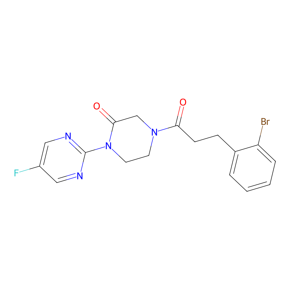 4-[3-(2-Bromophenyl)propanoyl]-1-(5-fluoropyrimidin-2-yl)piperazin-2-one molecular structure, CAS 2309589-78-2