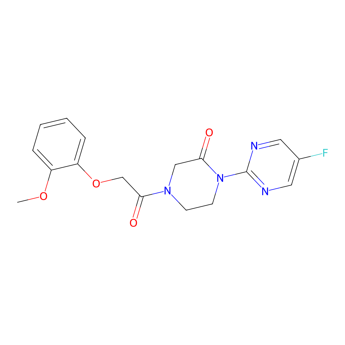 1-(5-Fluoropyrimidin-2-yl)-4-[2-(2-methoxyphenoxy)acetyl]piperazin-2-one molecular structure, CAS 2309589-86-2