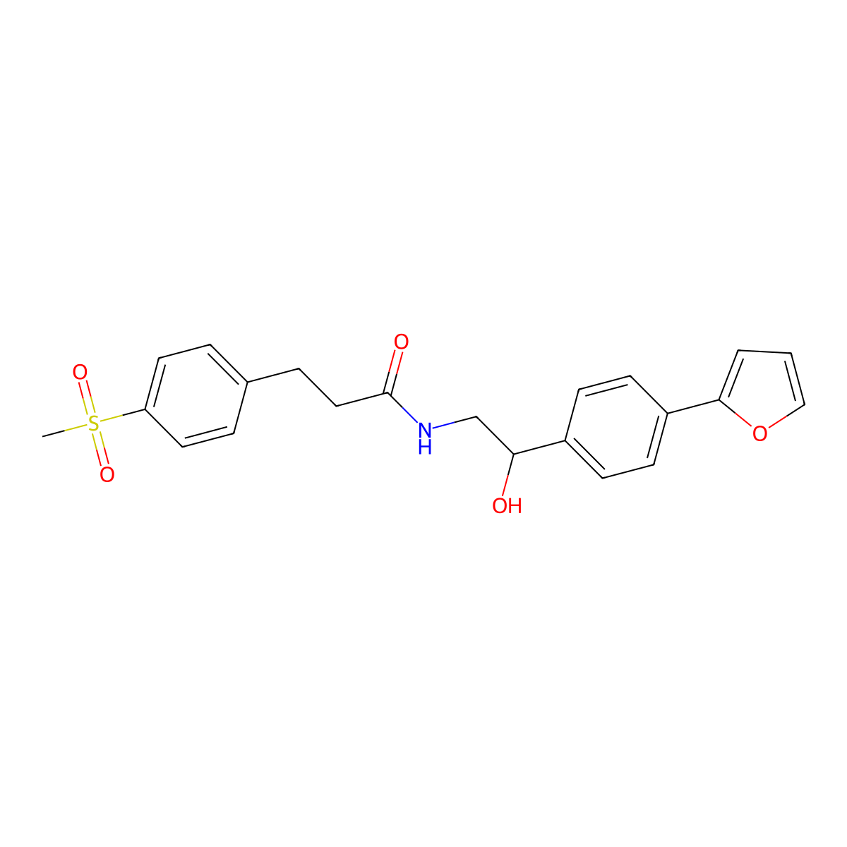N-[2-[4-(Furan-2-yl)phenyl]-2-hydroxyethyl]-3-(4-methylsulfonylphenyl)propanamide molecular structure, CAS 2309589-91-9