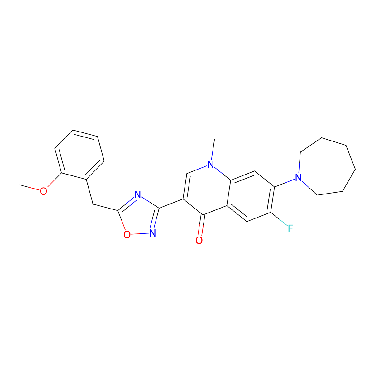 7-(Azepan-1-yl)-6-fluoro-3-{5-[(2-methoxyphenyl)methyl]-1,2,4-oxadiazol-3-yl}-1-methyl-1,4-dihydroquinolin-4-one molecular structure, CAS 2309590-17-6