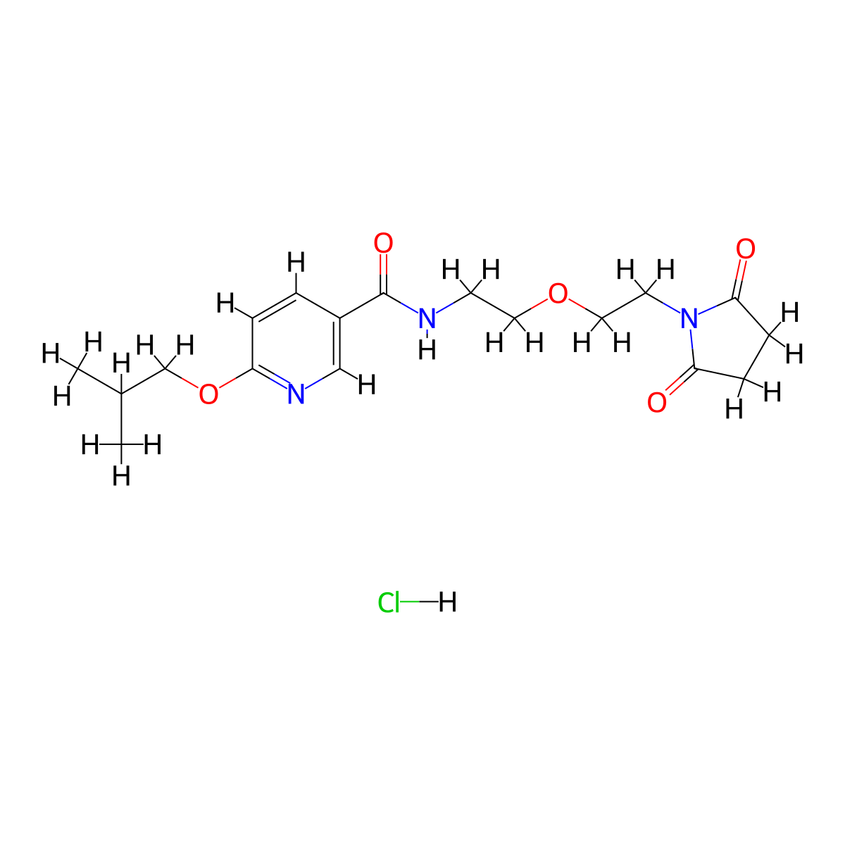 N-{2-[2-(2,5-dioxopyrrolidin-1-yl)ethoxy]ethyl}-6-(2-methylpropoxy)pyridine-3-carboxamide hydrochloride molecular structure, CAS 2309590-28-9