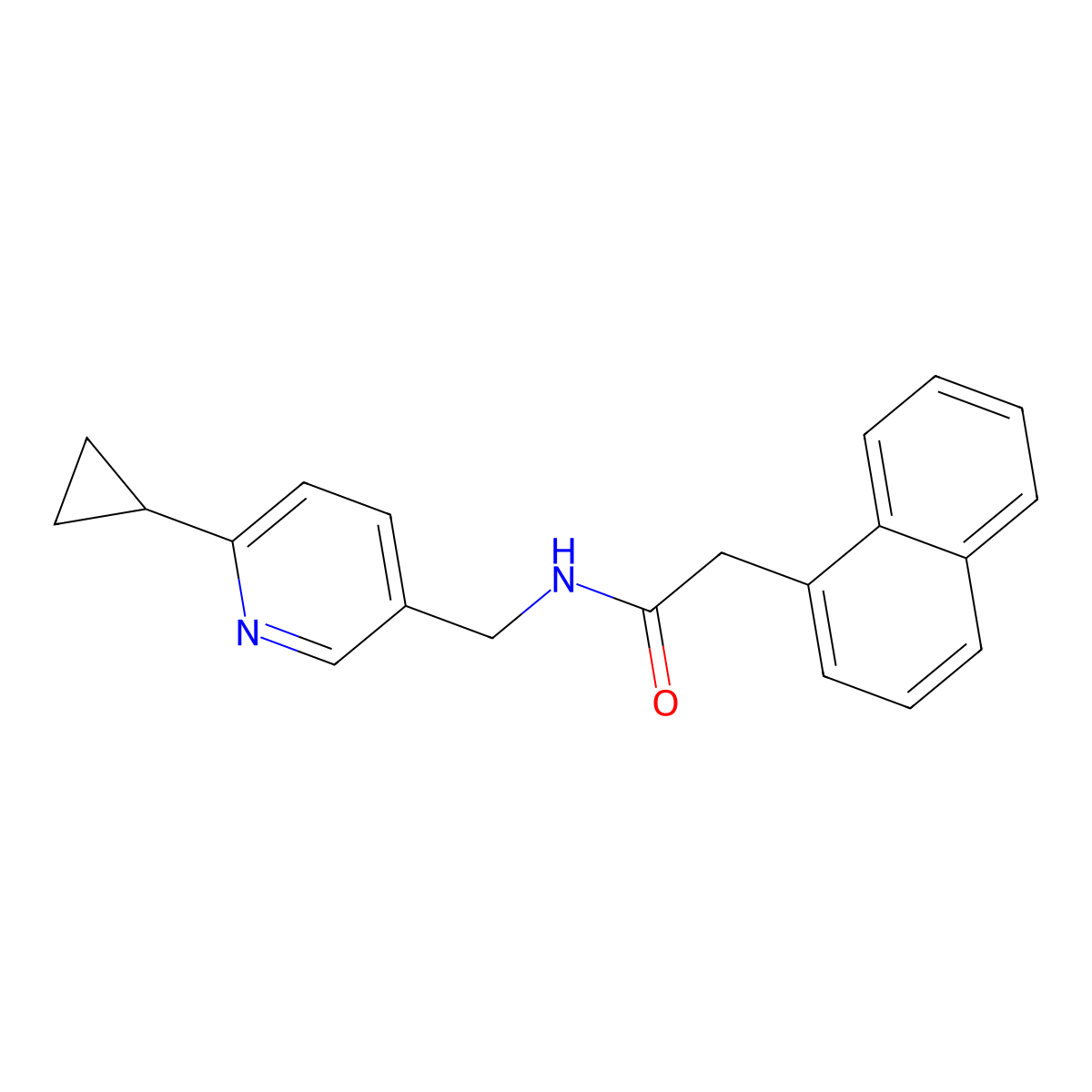 N-((6-cyclopropylpyridin-3-yl)methyl)-2-(naphthalen-1-yl)acetamide molecular structure, CAS 2309590-49-4
