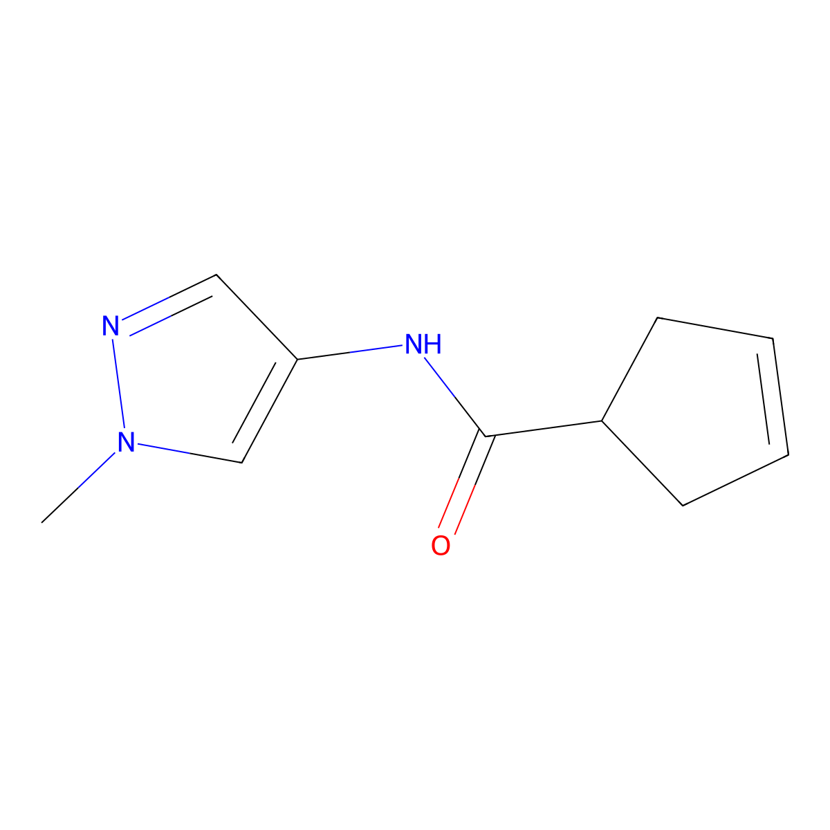 N-(1-methyl-1H-pyrazol-4-yl)cyclopent-3-ene-1-carboxamide molecular structure, CAS 2309590-62-1