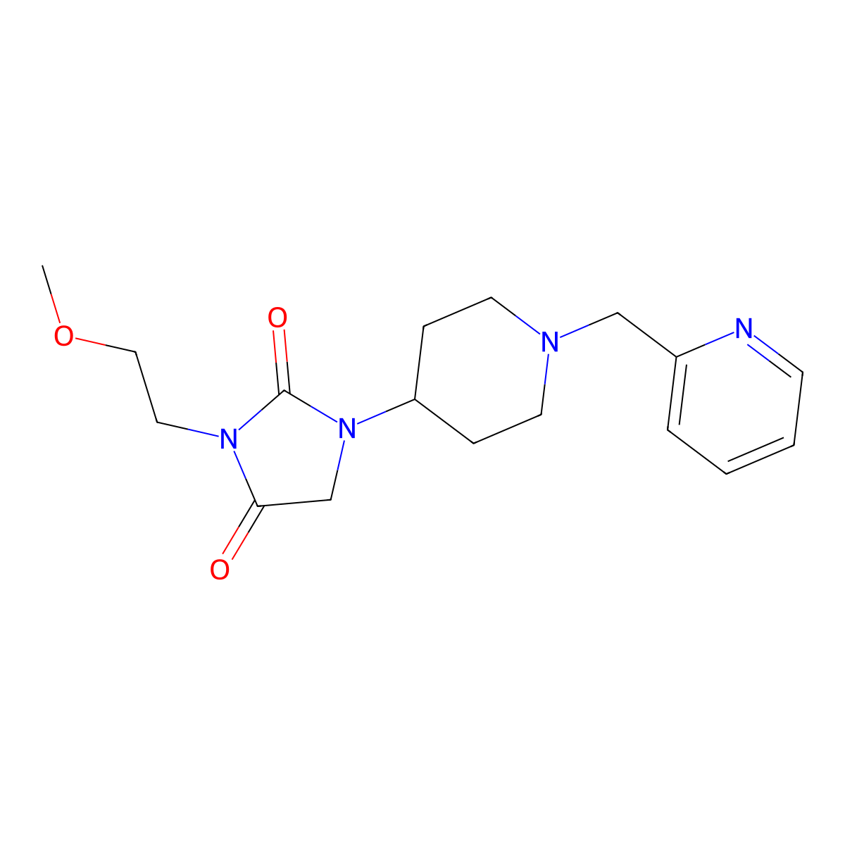 3-(2-Methoxyethyl)-1-(1-(pyridin-2-ylmethyl)piperidin-4-yl)imidazolidine-2,4-dione molecular structure, CAS 2309590-78-9