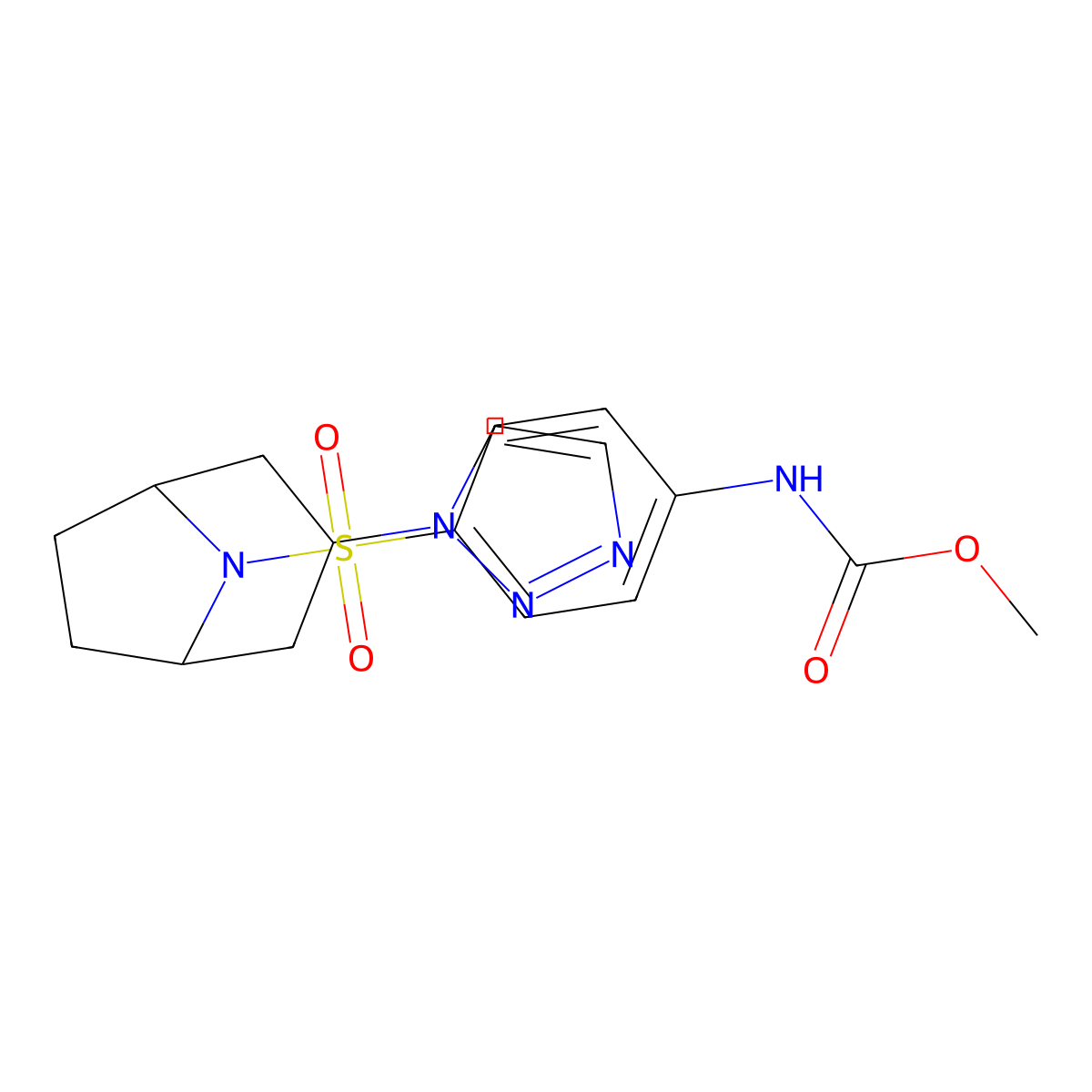 methyl N-(4-{[3-(1H-1,2,3-triazol-1-yl)-8-azabicyclo[3.2.1]octan-8-yl]sulfonyl}phenyl)carbamate molecular structure, CAS 2309590-83-6