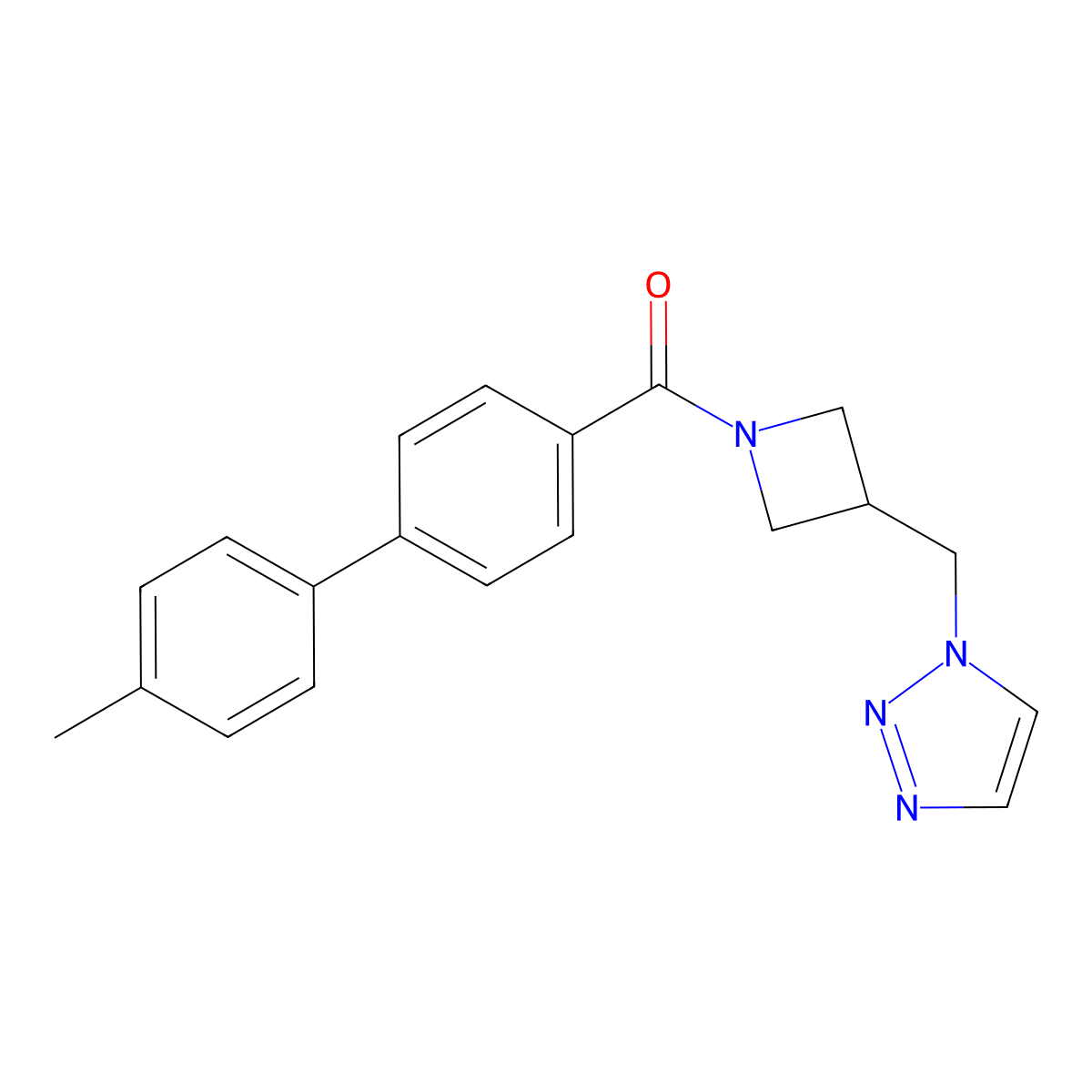 1-[(1-{4'-methyl-[1,1'-biphenyl]-4-carbonyl}azetidin-3-yl)methyl]-1H-1,2,3-triazole molecular structure, CAS 2309590-95-0
