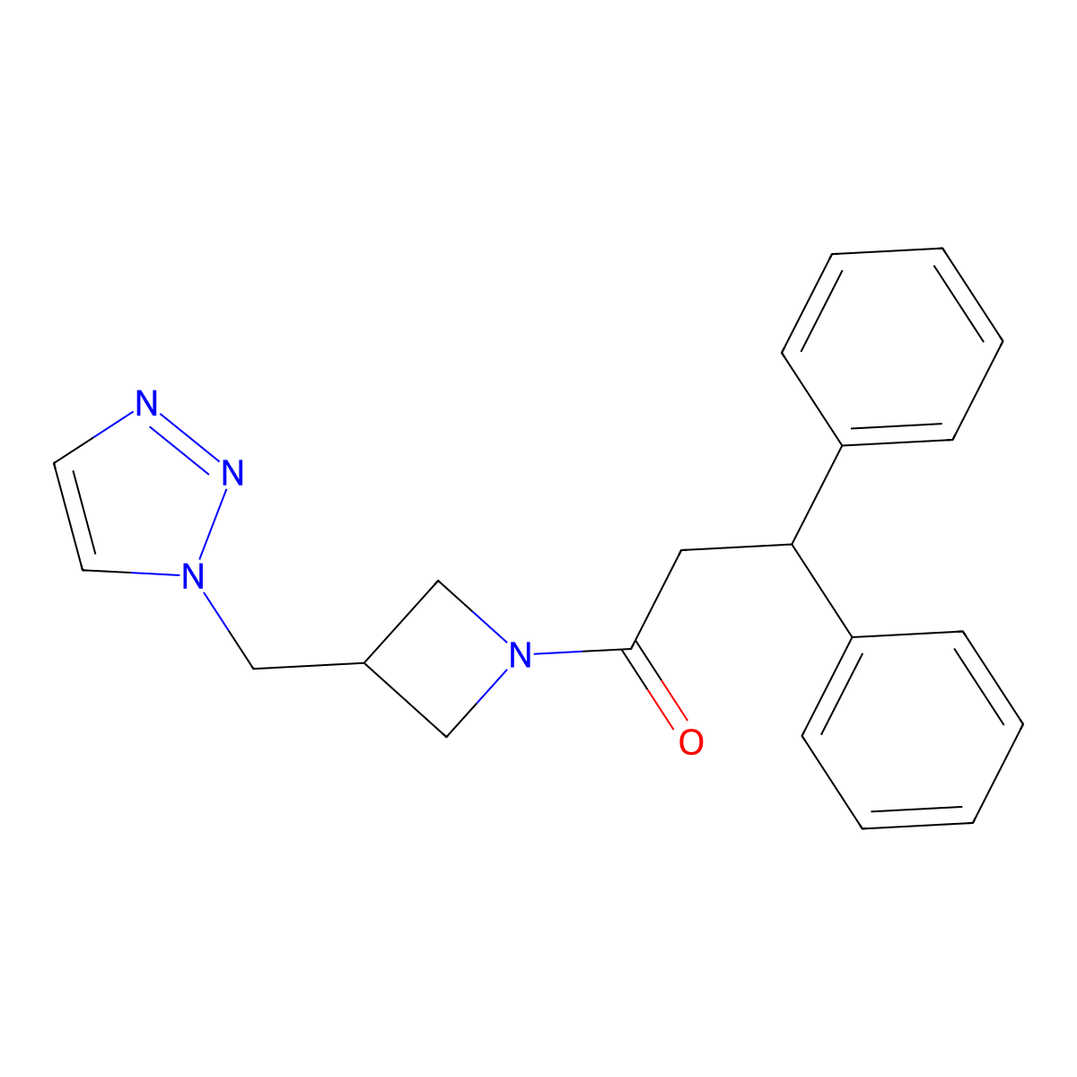 3,3-diphenyl-1-{3-[(1H-1,2,3-triazol-1-yl)methyl]azetidin-1-yl}propan-1-one molecular structure, CAS 2309591-05-5