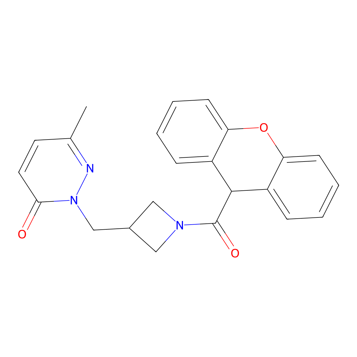 6-methyl-2-{[1-(9H-xanthene-9-carbonyl)azetidin-3-yl]methyl}-2,3-dihydropyridazin-3-one molecular structure, CAS 2309591-14-6