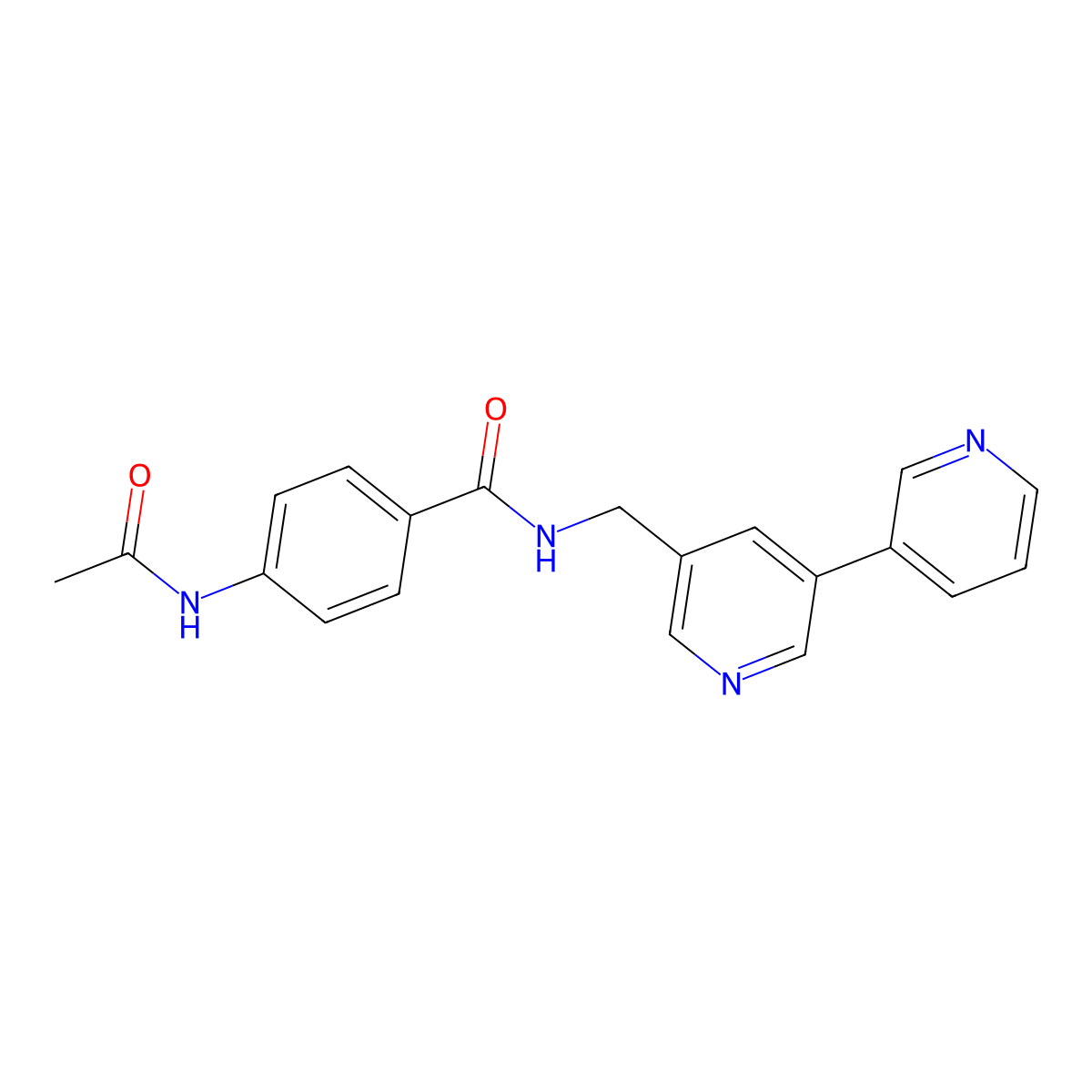 N-([3,3'-bipyridin]-5-ylmethyl)-4-acetamidobenzamide molecular structure, CAS 2309591-37-3