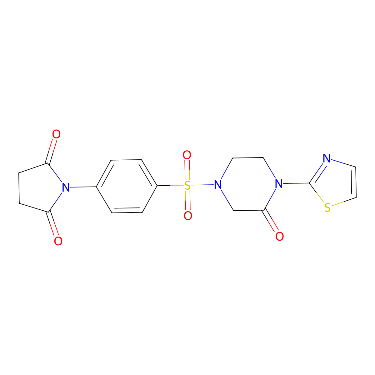 1-(4-((3-Oxo-4-(thiazol-2-yl)piperazin-1-yl)sulfonyl)phenyl)pyrrolidine-2,5-dione molecular structure, CAS 2309591-50-0