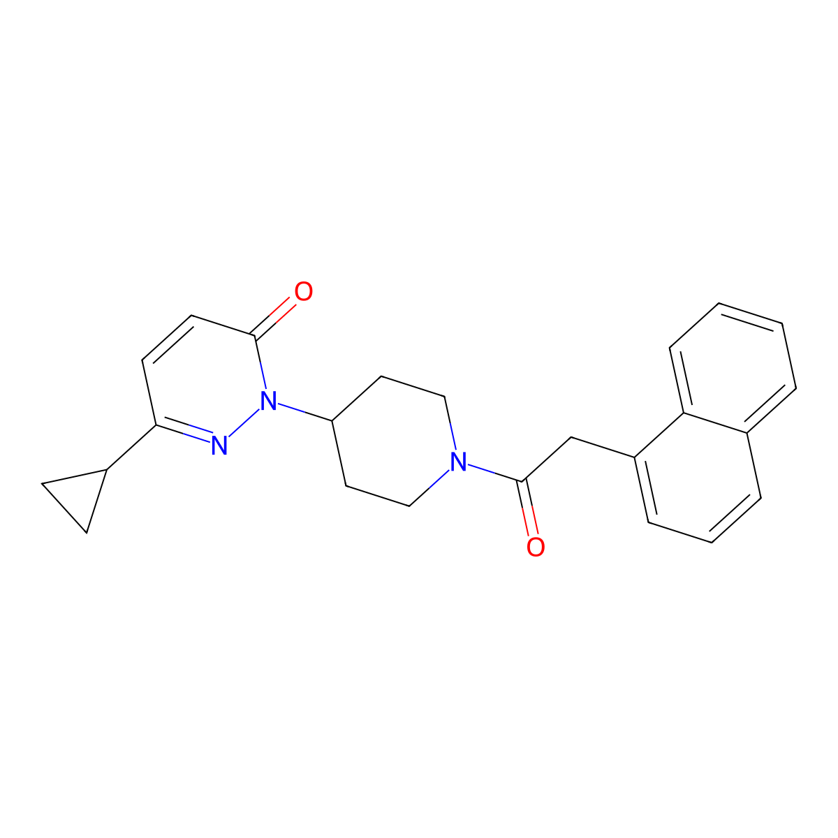 6-Cyclopropyl-2-{1-[2-(naphthalen-1-yl)acetyl]piperidin-4-yl}-2,3-dihydropyridazin-3-one molecular structure, CAS 2309591-57-7