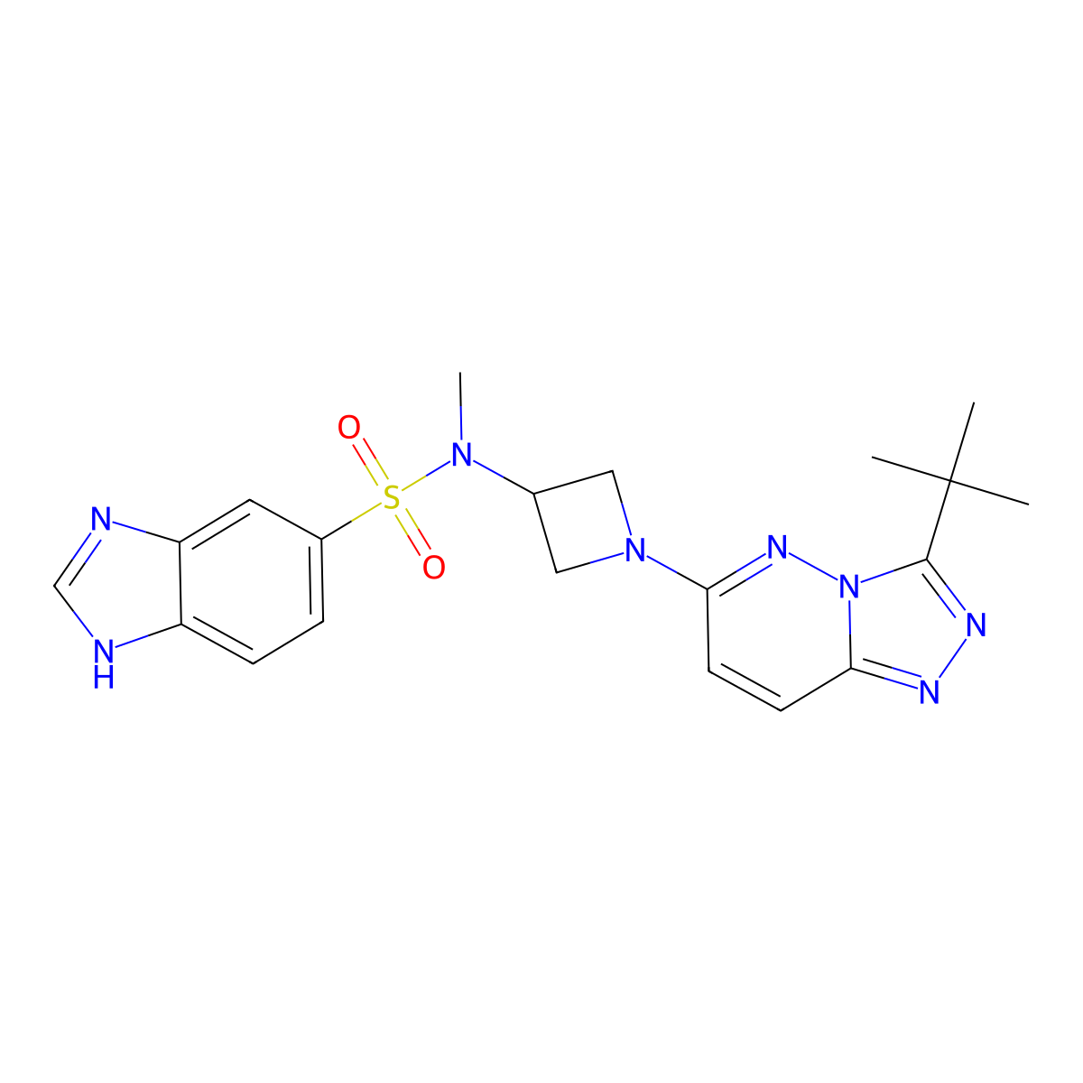 N-(1-{3-tert-butyl-[1,2,4]triazolo[4,3-b]pyridazin-6-yl}azetidin-3-yl)-N-methyl-1H-1,3-benzodiazole-5-sulfonamide molecular structure, CAS 2309591-62-4