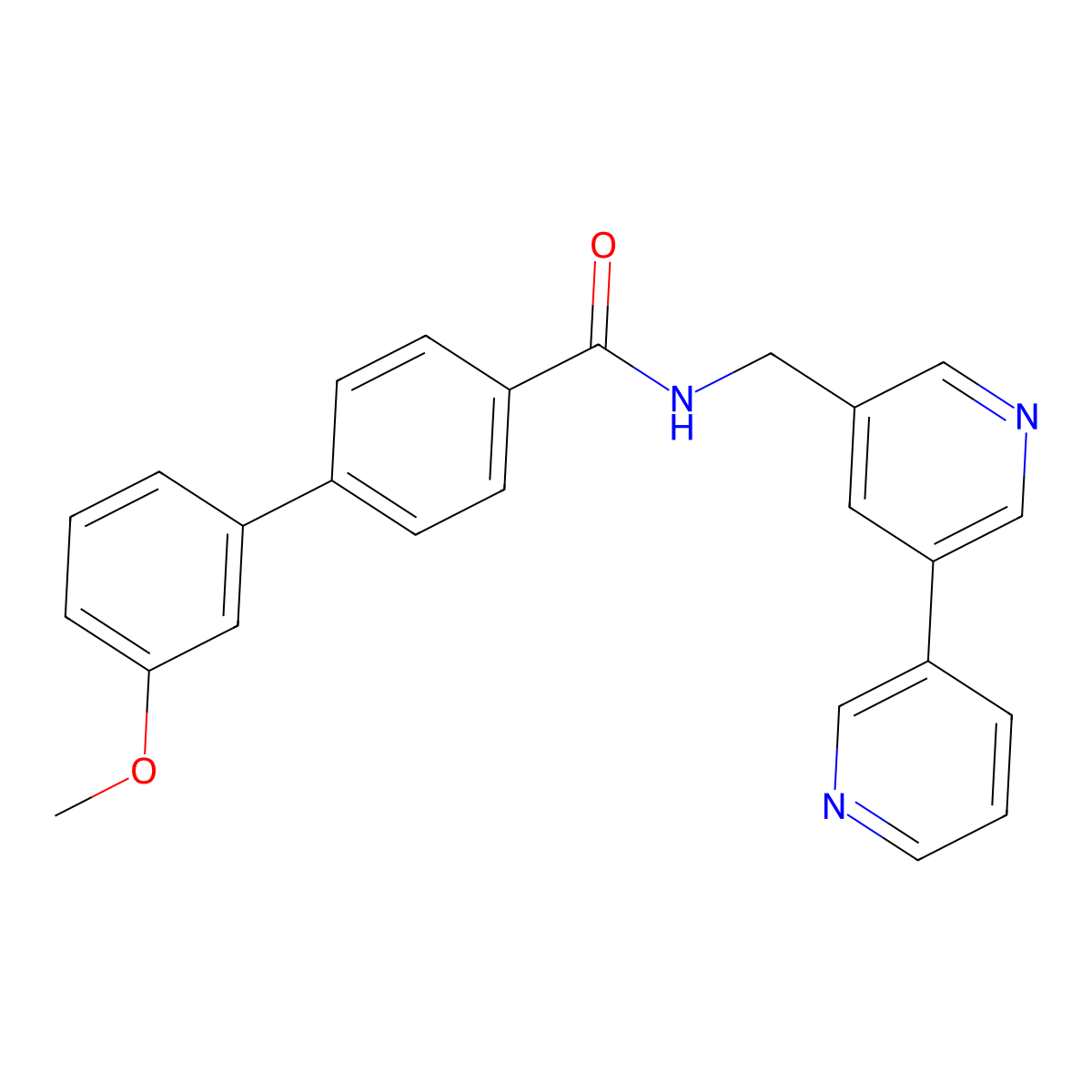 N-([3,3'-bipyridin]-5-ylmethyl)-3'-methoxy-[1,1'-biphenyl]-4-carboxamide molecular structure, CAS 2309591-68-0