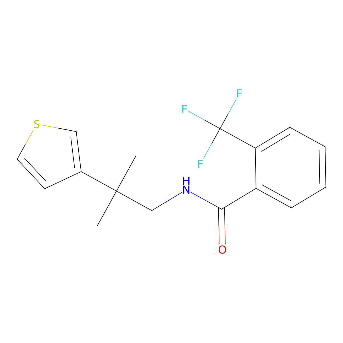 N-(2-methyl-2-(thiophen-3-yl)propyl)-2-(trifluoromethyl)benzamide molecular structure, CAS 2309592-08-1