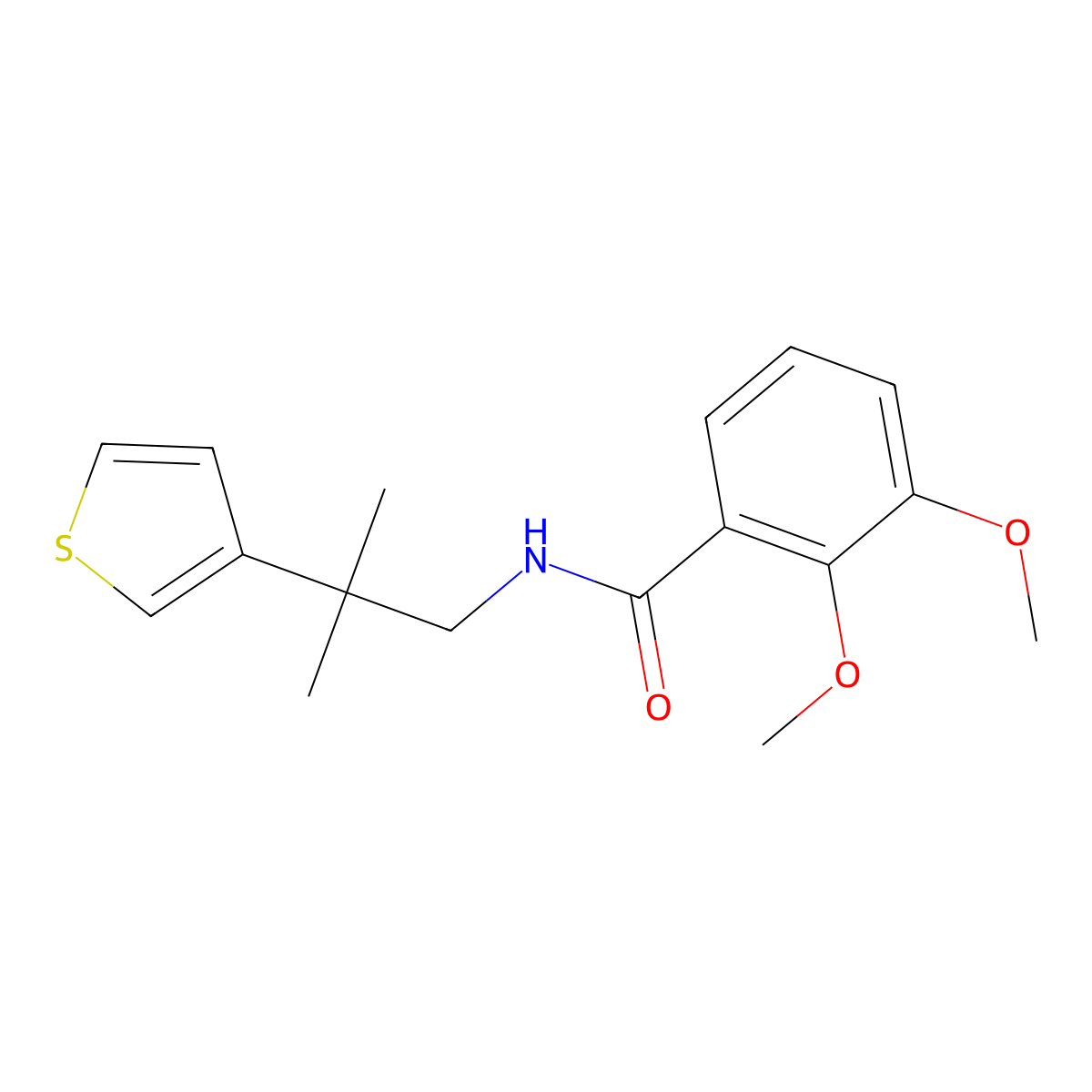 2,3-dimethoxy-N-(2-methyl-2-(thiophen-3-yl)propyl)benzamide molecular structure, CAS 2309592-19-4