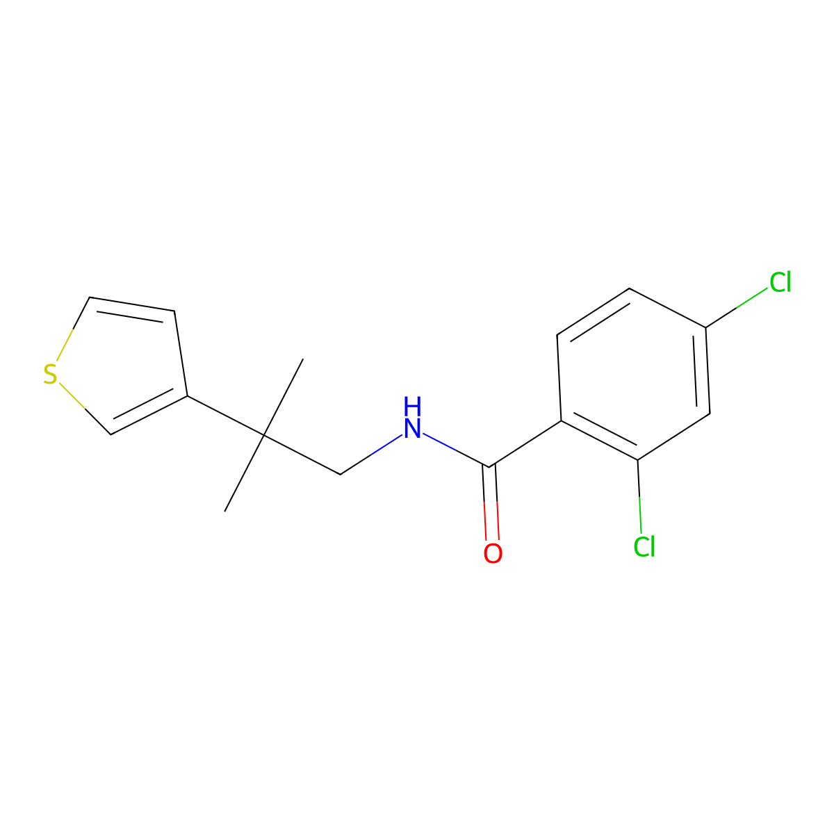 2,4-dichloro-N-(2-methyl-2-(thiophen-3-yl)propyl)benzamide molecular structure, CAS 2309592-52-5