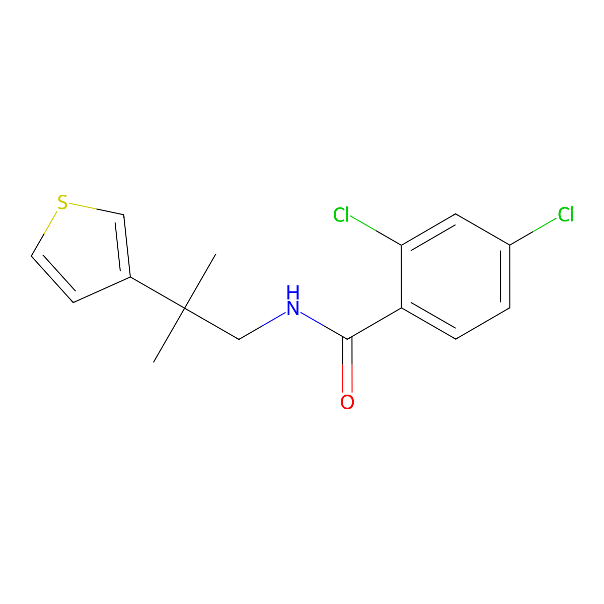 2,4-dichloro-N-(2-methyl-2-(thiophen-3-yl)propyl)benzamide molecular structure, CAS 2309592-52-5