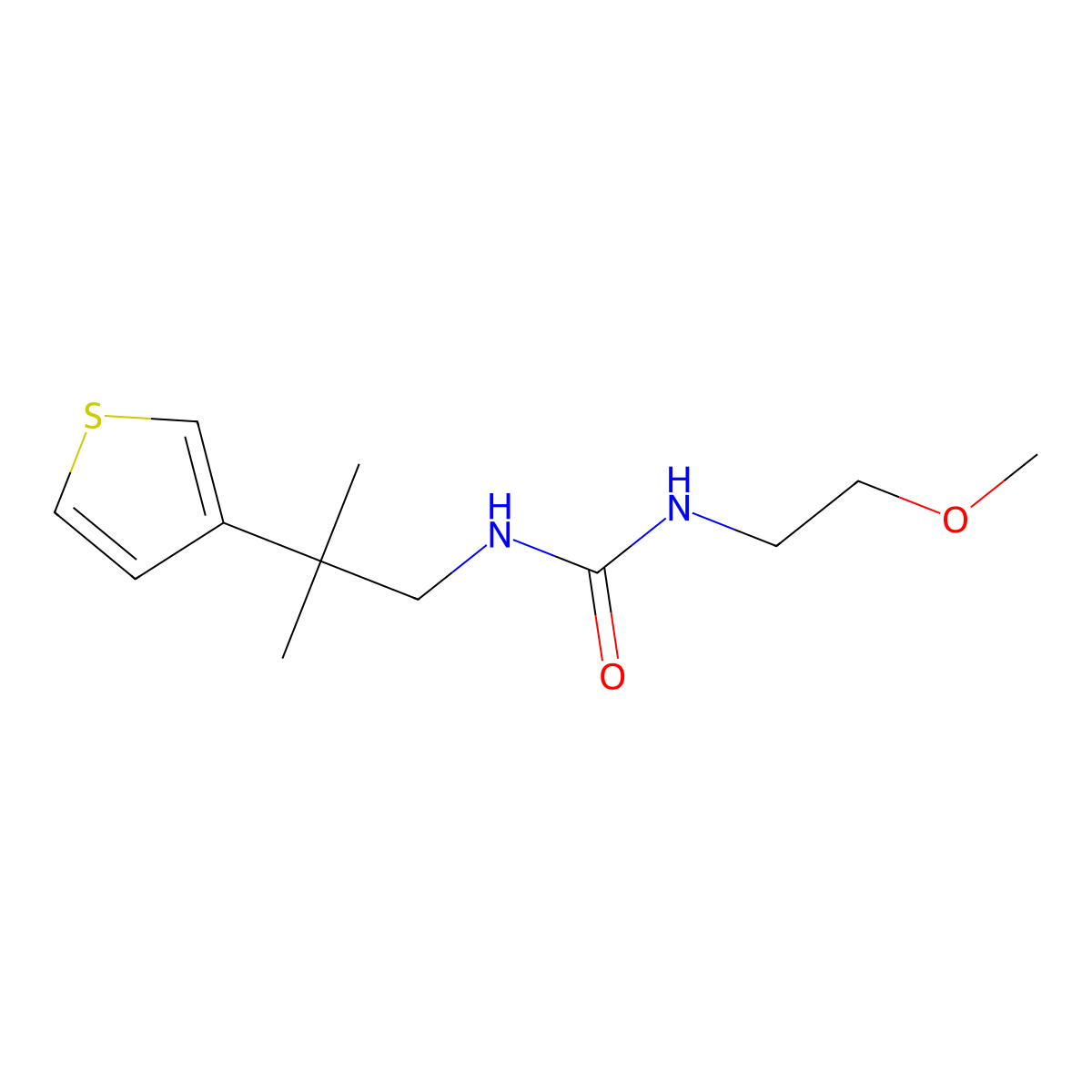 1-(2-Methoxyethyl)-3-(2-methyl-2-(thiophen-3-yl)propyl)urea molecular structure, CAS 2309597-45-1
