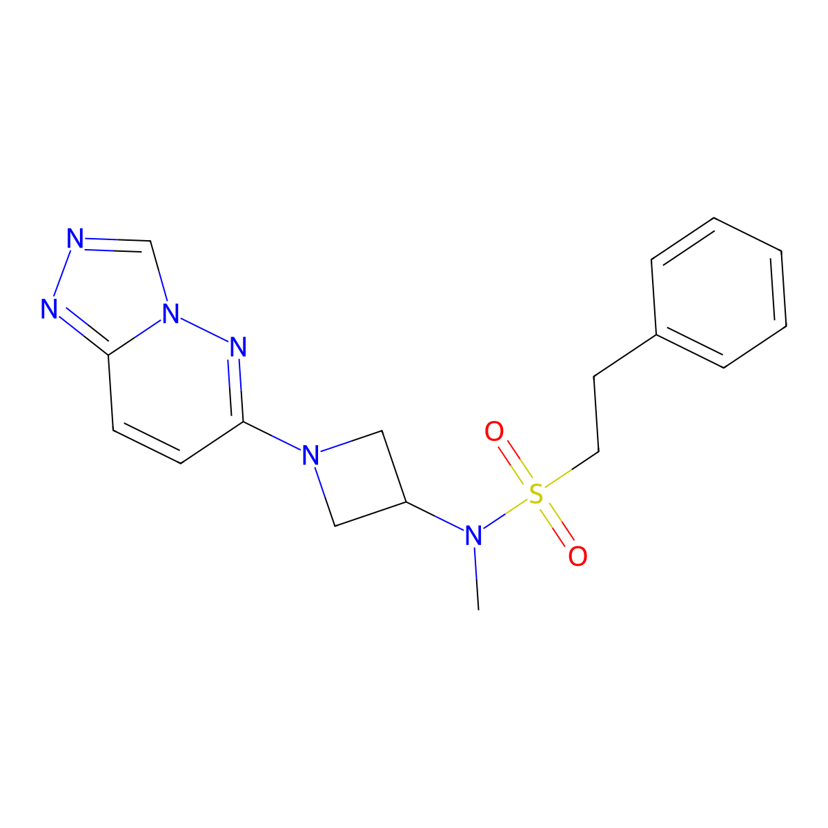 N-methyl-2-phenyl-N-(1-{[1,2,4]triazolo[4,3-b]pyridazin-6-yl}azetidin-3-yl)ethane-1-sulfonamide molecular structure, CAS 2309597-64-4