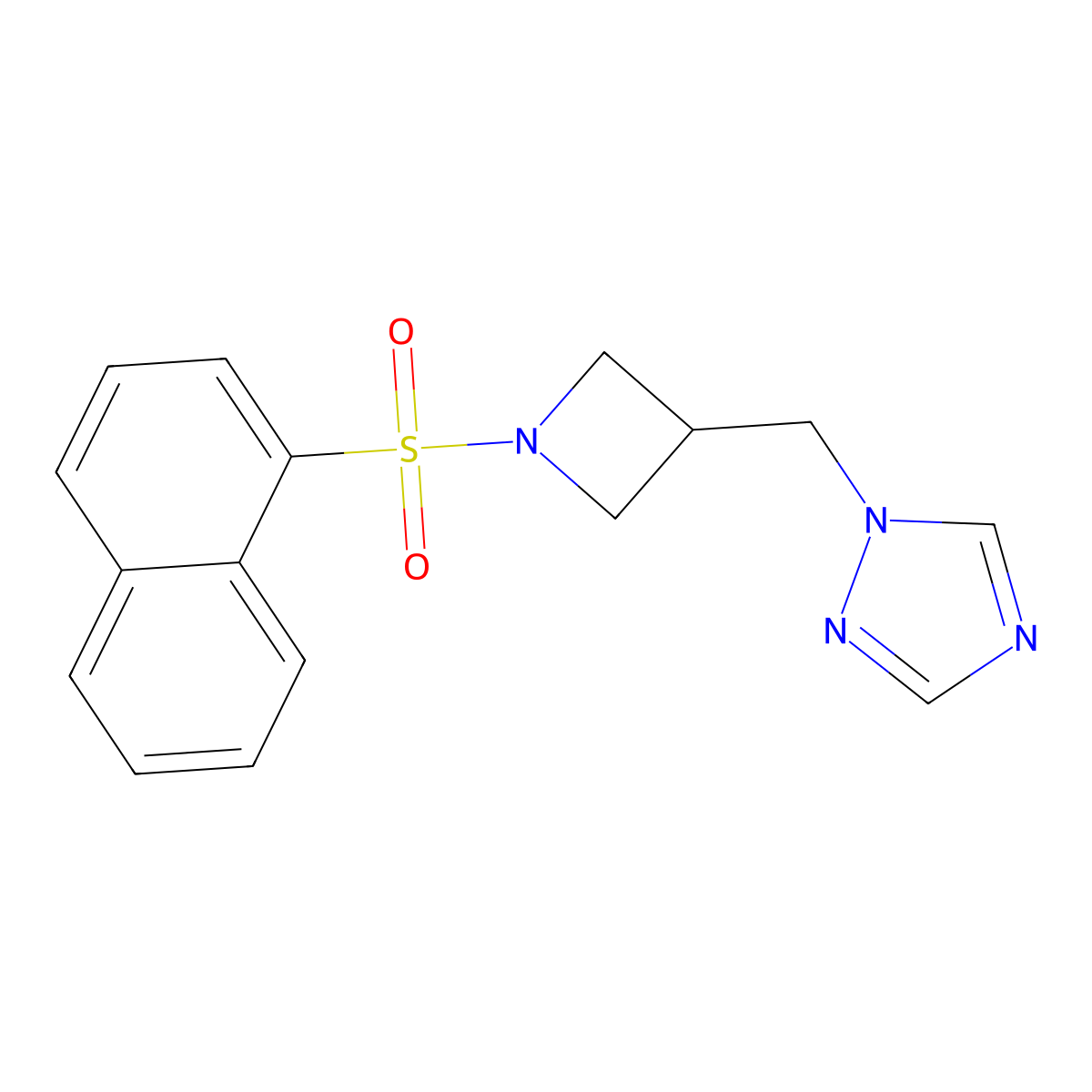 1-{[1-(naphthalene-1-sulfonyl)azetidin-3-yl]methyl}-1H-1,2,4-triazole molecular structure, CAS 2309597-68-8