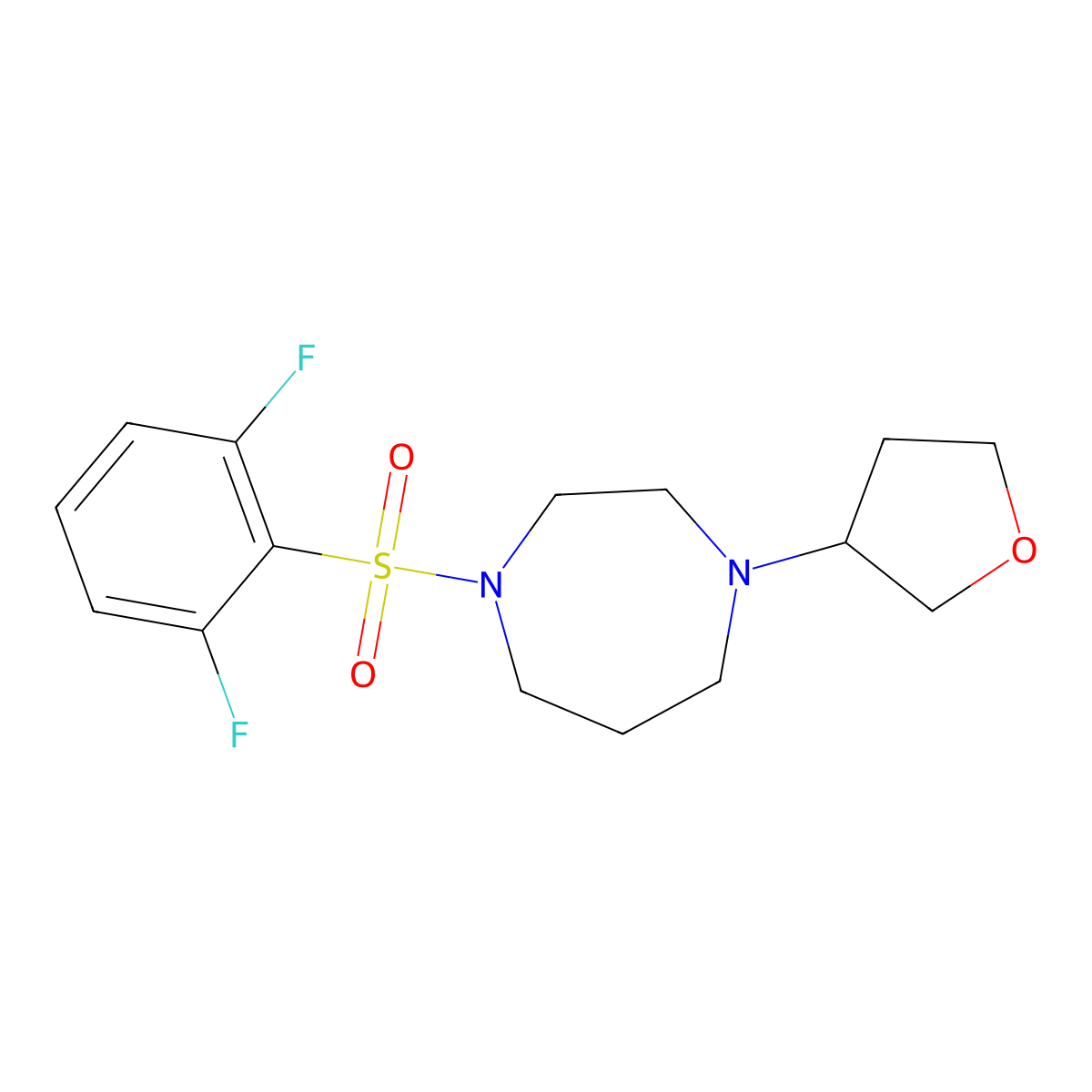 1-(2,6-Difluorobenzenesulfonyl)-4-(oxolan-3-yl)-1,4-diazepane molecular structure, CAS 2309598-12-5