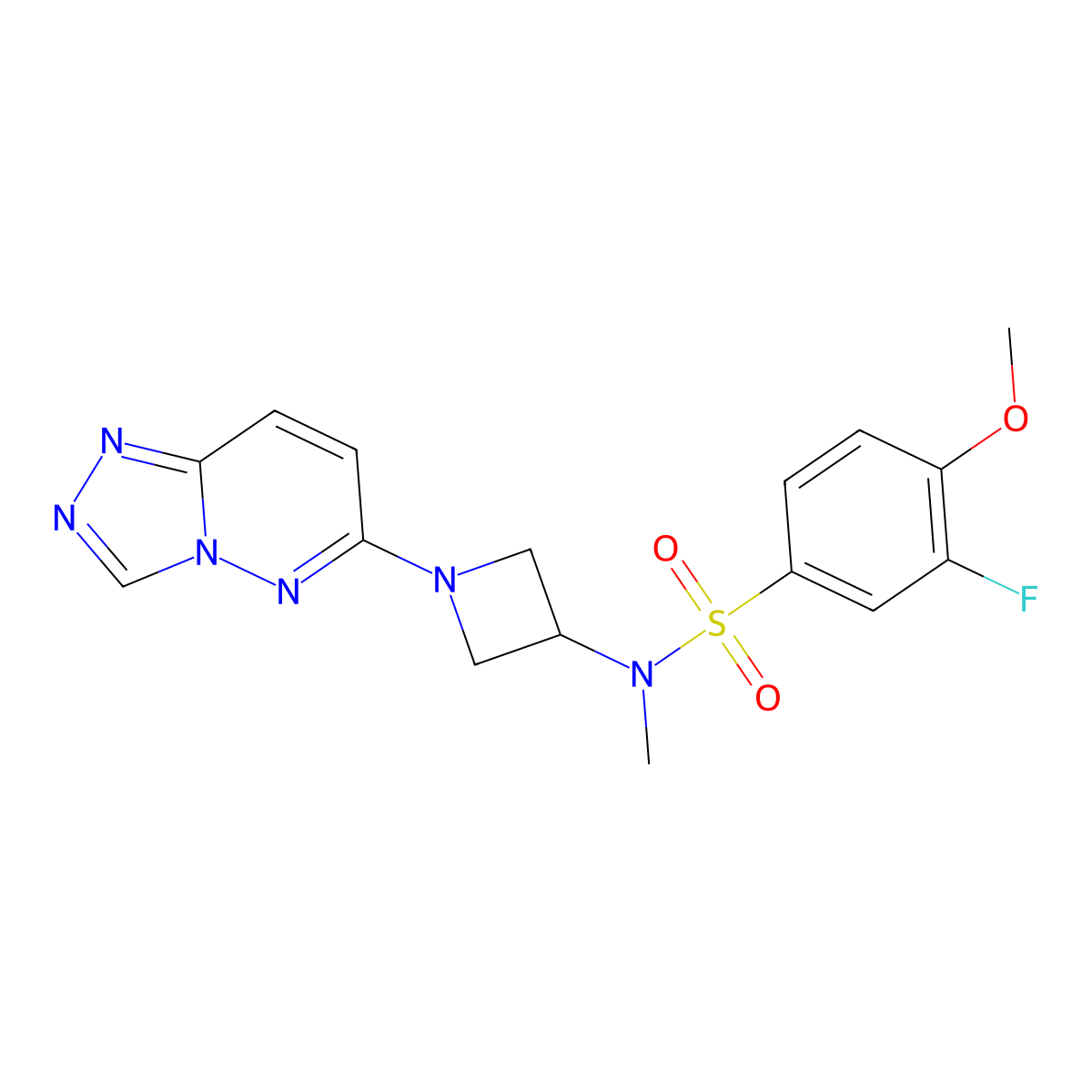 3-fluoro-4-methoxy-N-methyl-N-(1-{[1,2,4]triazolo[4,3-b]pyridazin-6-yl}azetidin-3-yl)benzene-1-sulfonamide molecular structure, CAS 2309598-45-4