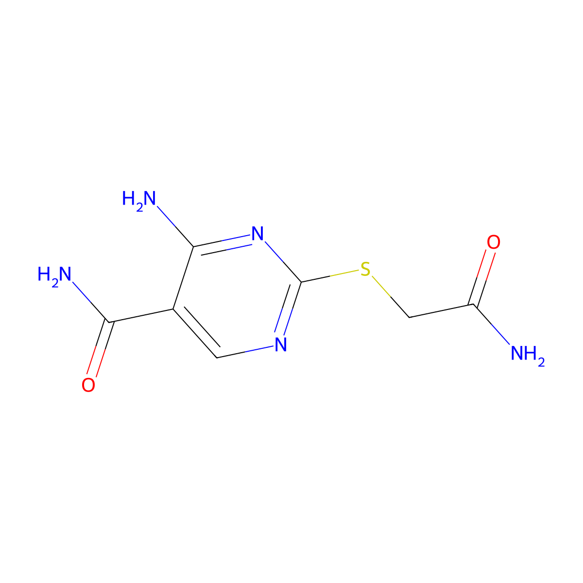 4-Amino-2-[(carbamoylmethyl)sulfanyl]pyrimidine-5-carboxamide molecular structure, CAS 2309598-89-6