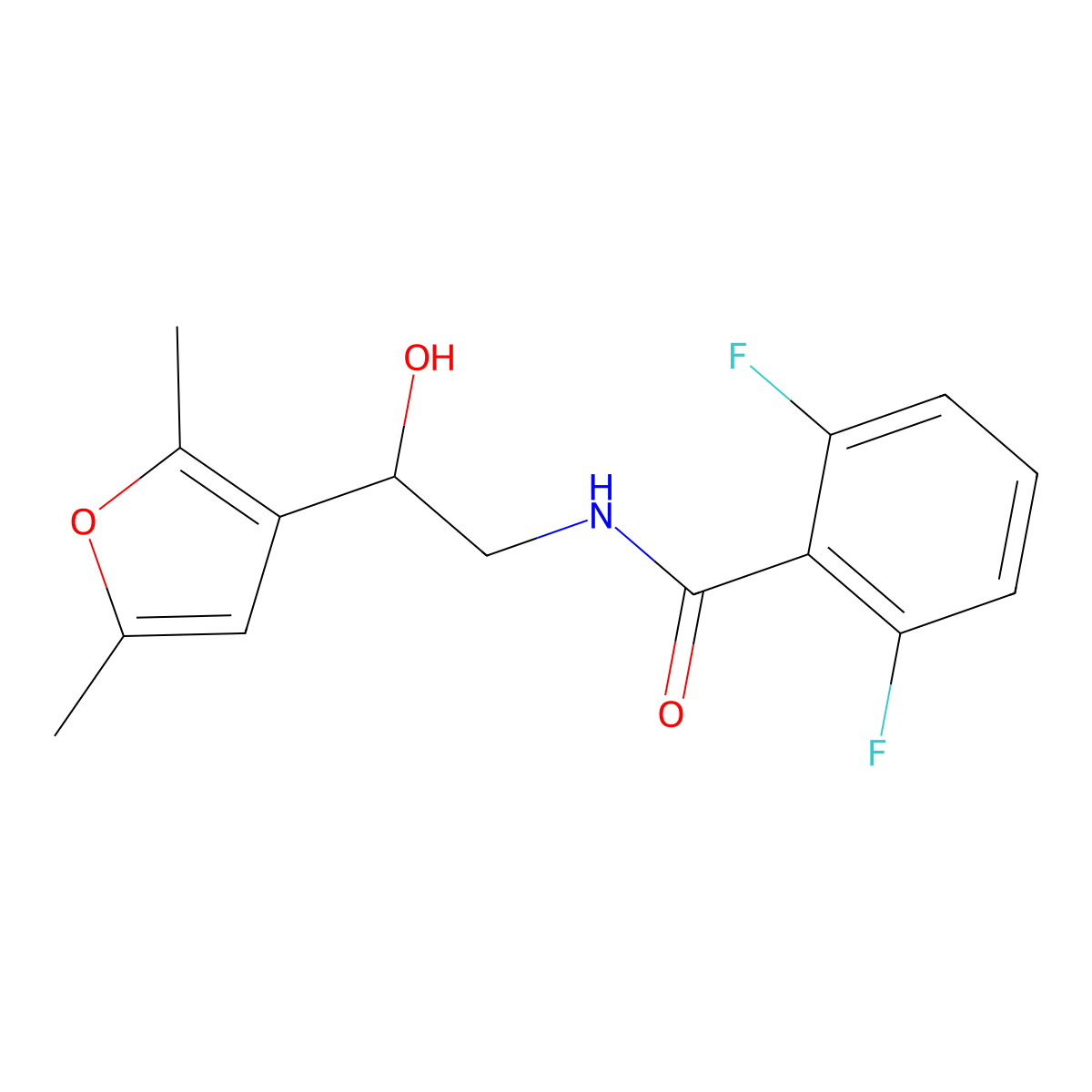 N-[2-(2,5-dimethylfuran-3-yl)-2-hydroxyethyl]-2,6-difluorobenzamide molecular structure, CAS 2309599-39-9