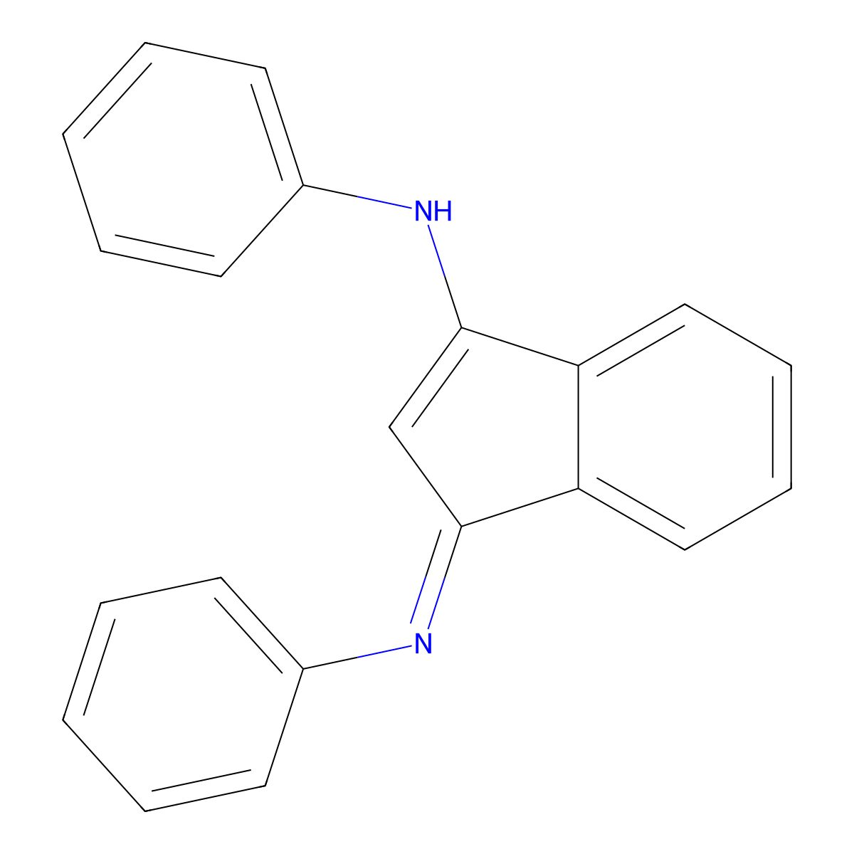 N-phenyl-3-phenyliminoinden-1-amine molecular structure, CAS 23096-40-4