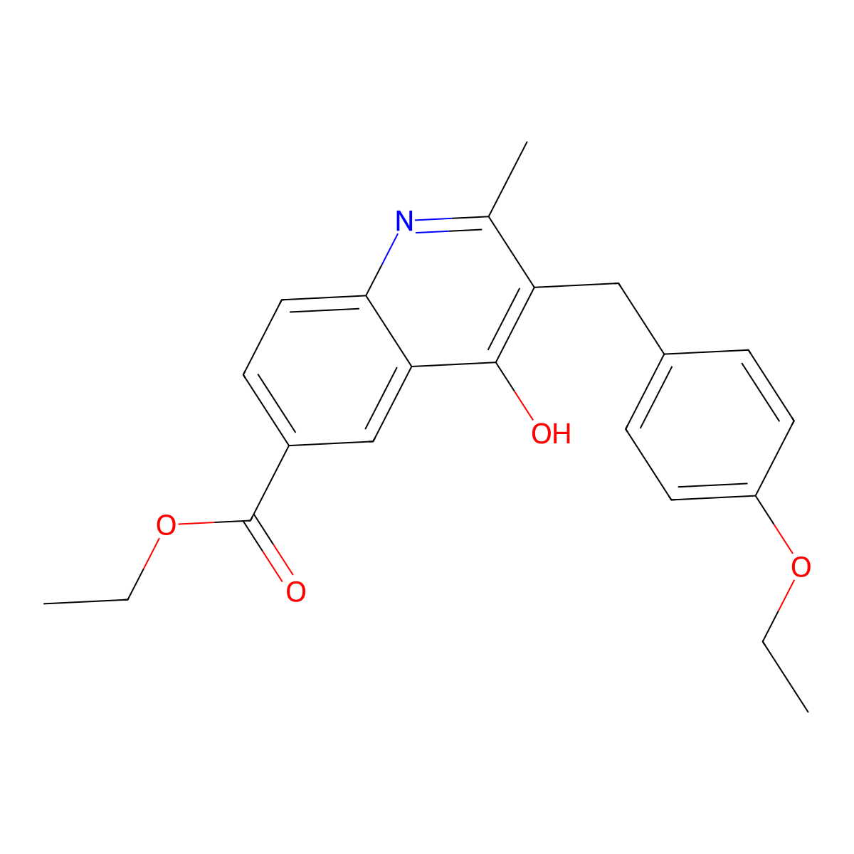 Ethyl 3-(4-ethoxybenzyl)-4-hydroxy-2-methylquinoline-6-carboxylate molecular structure, CAS 23096-84-6