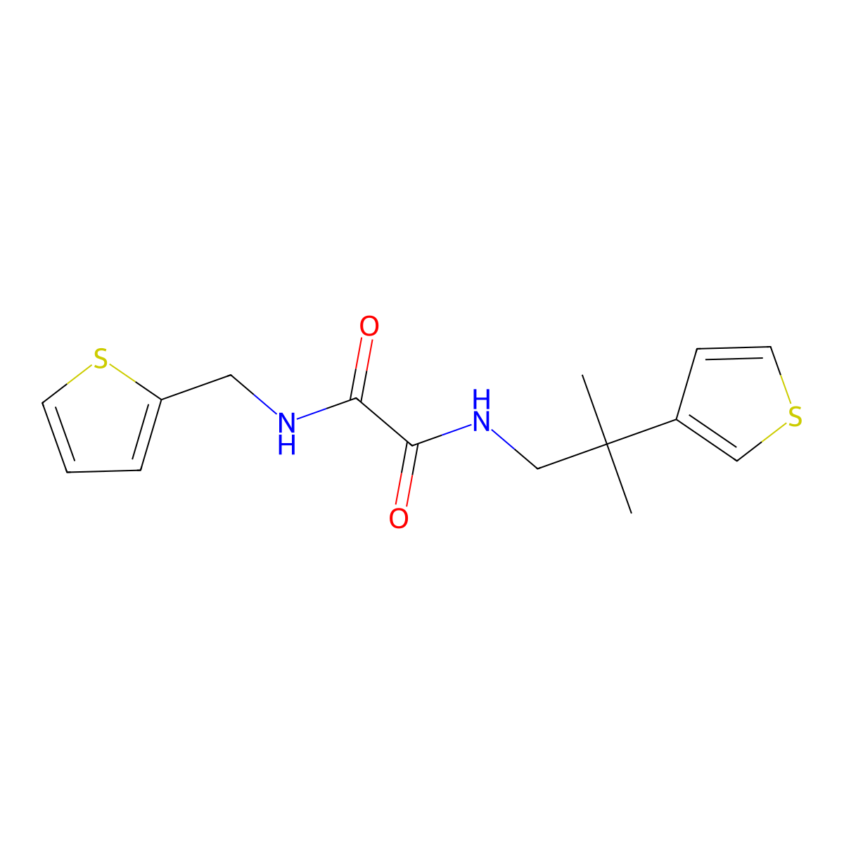 N1-(2-methyl-2-(thiophen-3-yl)propyl)-N2-(thiophen-2-ylmethyl)oxalamide molecular structure, CAS 2309600-13-1