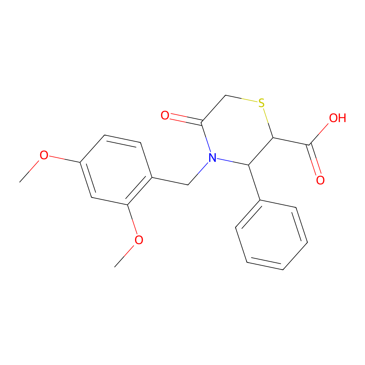 (2S,3R)-4-[(2,4-dimethoxyphenyl)methyl]-5-oxo-3-phenylthiomorpholine-2-carboxylic acid molecular structure, CAS 2309600-37-9