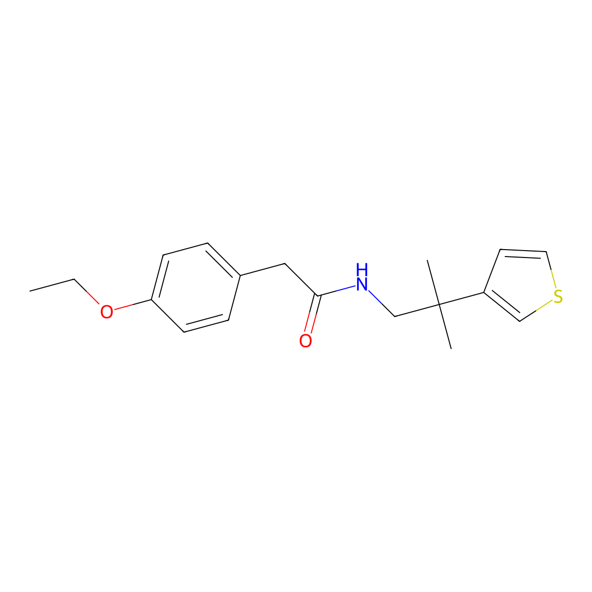 2-(4-ethoxyphenyl)-N-(2-methyl-2-(thiophen-3-yl)propyl)acetamide molecular structure, CAS 2309600-70-0