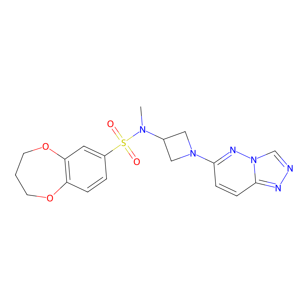N-methyl-N-(1-{[1,2,4]triazolo[4,3-b]pyridazin-6-yl}azetidin-3-yl)-3,4-dihydro-2H-1,5-benzodioxepine-7-sulfonamide molecular structure, CAS 2309600-82-4