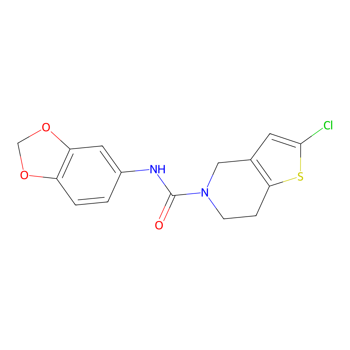 N-(benzo[d][1,3]dioxol-5-yl)-2-chloro-6,7-dihydrothieno[3,2-c]pyridine-5(4H)-carboxamide molecular structure, CAS 2309600-88-0