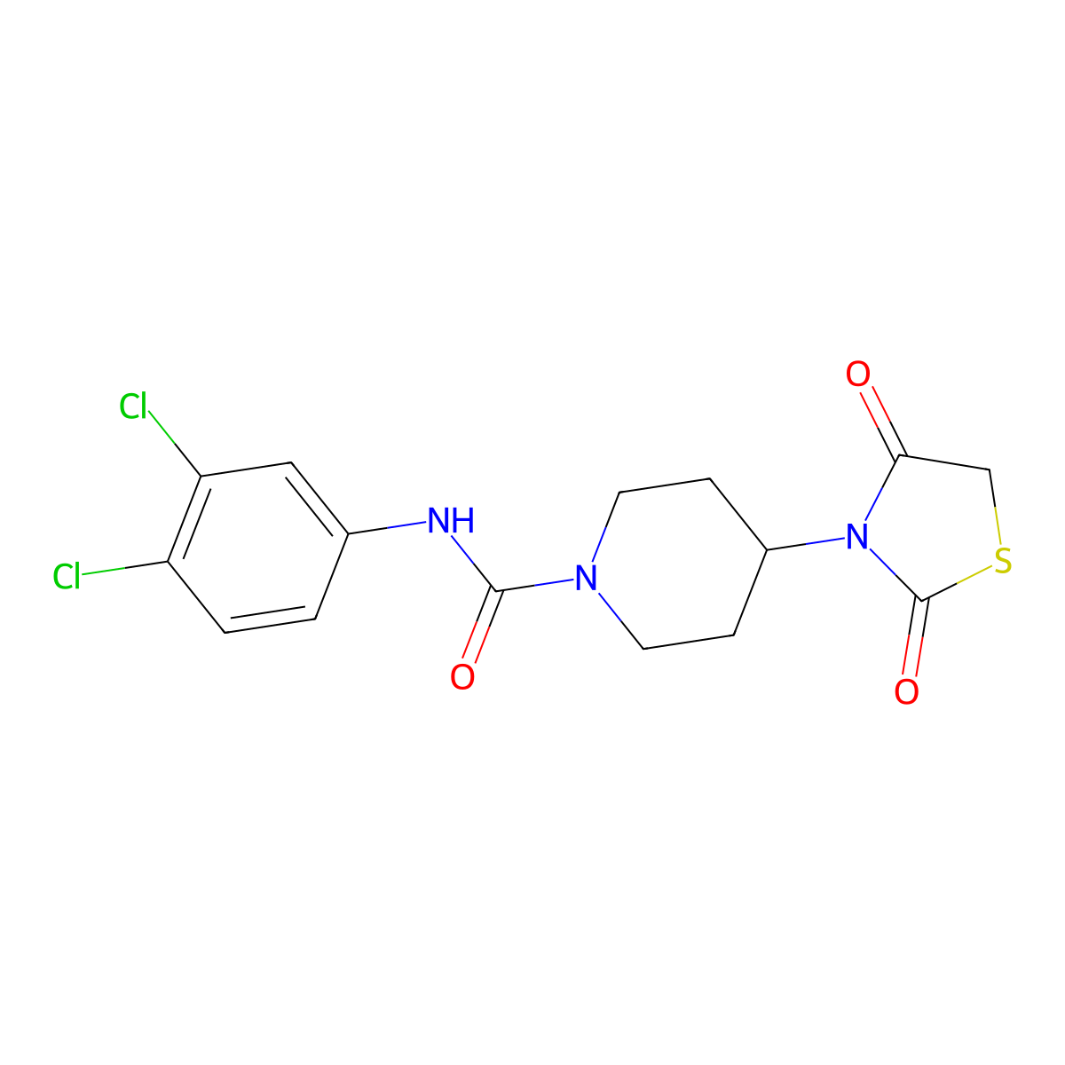 N-(3,4-dichlorophenyl)-4-(2,4-dioxo-1,3-thiazolidin-3-yl)piperidine-1-carboxamide molecular structure, CAS 2309601-18-9