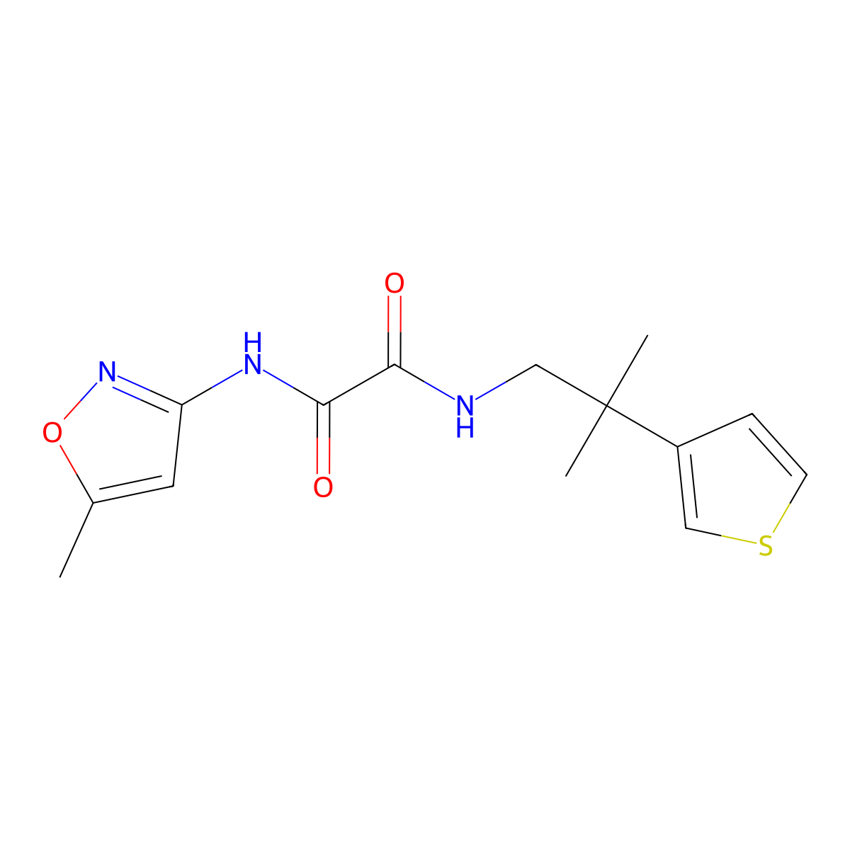 N1-(2-methyl-2-(thiophen-3-yl)propyl)-N2-(5-methylisoxazol-3-yl)oxalamide molecular structure, CAS 2309601-26-9