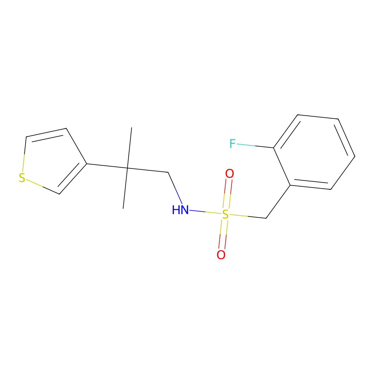 1-(2-fluorophenyl)-N-(2-methyl-2-(thiophen-3-yl)propyl)methanesulfonamide molecular structure, CAS 2309601-90-7