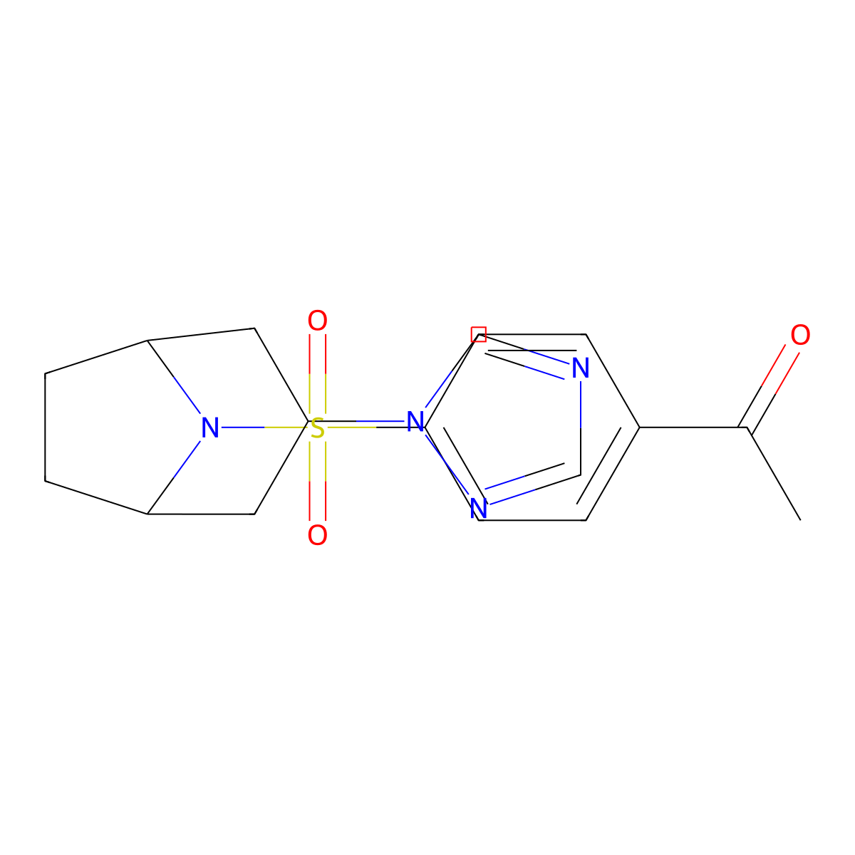 1-(4-{[3-(1H-1,2,4-triazol-1-yl)-8-azabicyclo[3.2.1]octan-8-yl]sulfonyl}phenyl)ethan-1-one molecular structure, CAS 2309601-98-5