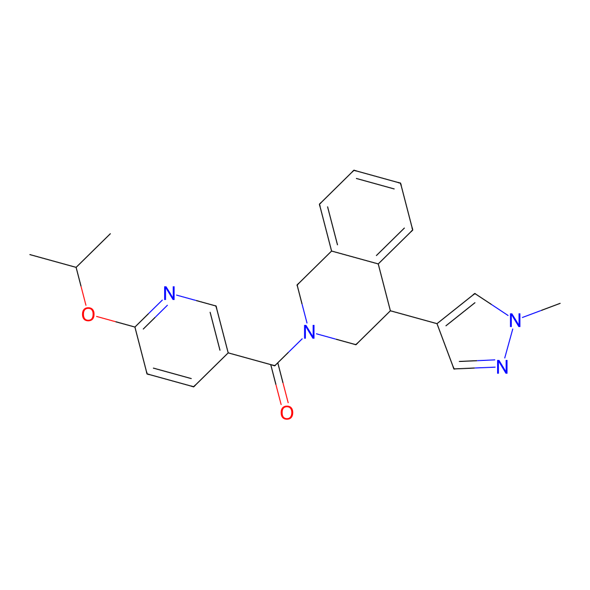 (6-isopropoxypyridin-3-yl)(4-(1-methyl-1H-pyrazol-4-yl)-3,4-dihydroisoquinolin-2(1H)-yl)methanone molecular structure, CAS 2309602-63-7