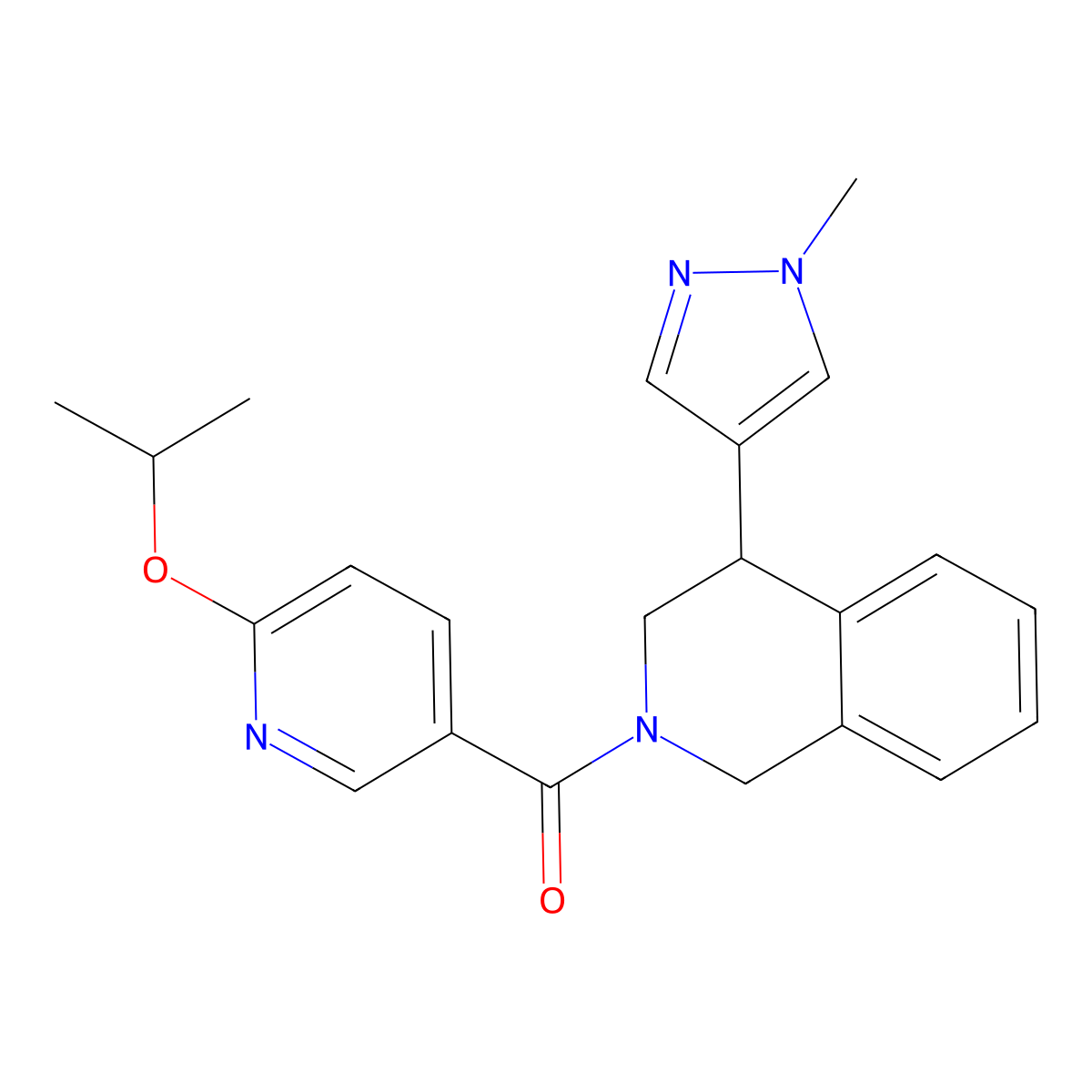 (6-isopropoxypyridin-3-yl)(4-(1-methyl-1H-pyrazol-4-yl)-3,4-dihydroisoquinolin-2(1H)-yl)methanone molecular structure, CAS 2309602-63-7