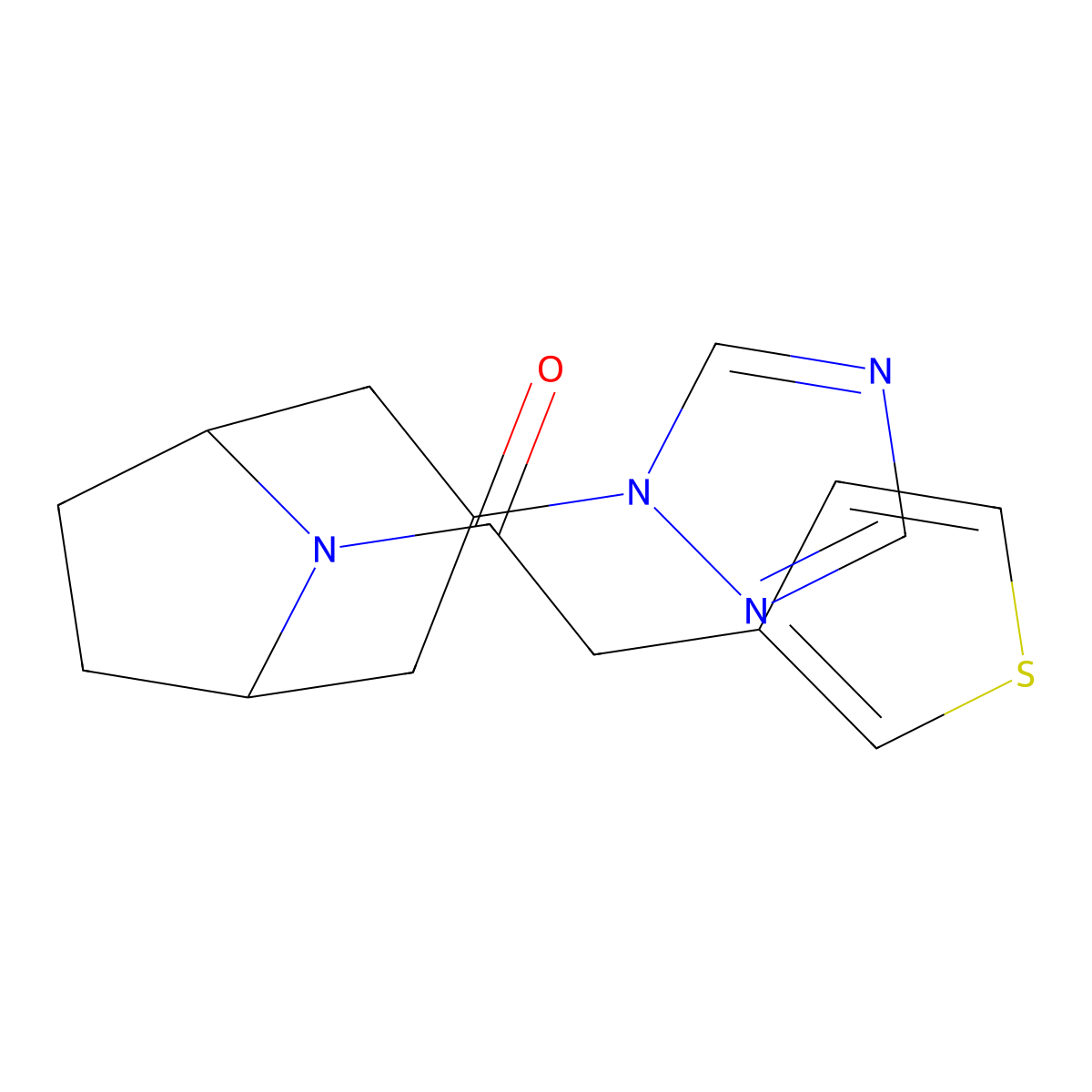 1-((1R,5S)-3-(1H-1,2,4-triazol-1-yl)-8-azabicyclo[3.2.1]octan-8-yl)-2-(thiophen-3-yl)ethan-1-one molecular structure, CAS 2309602-74-0