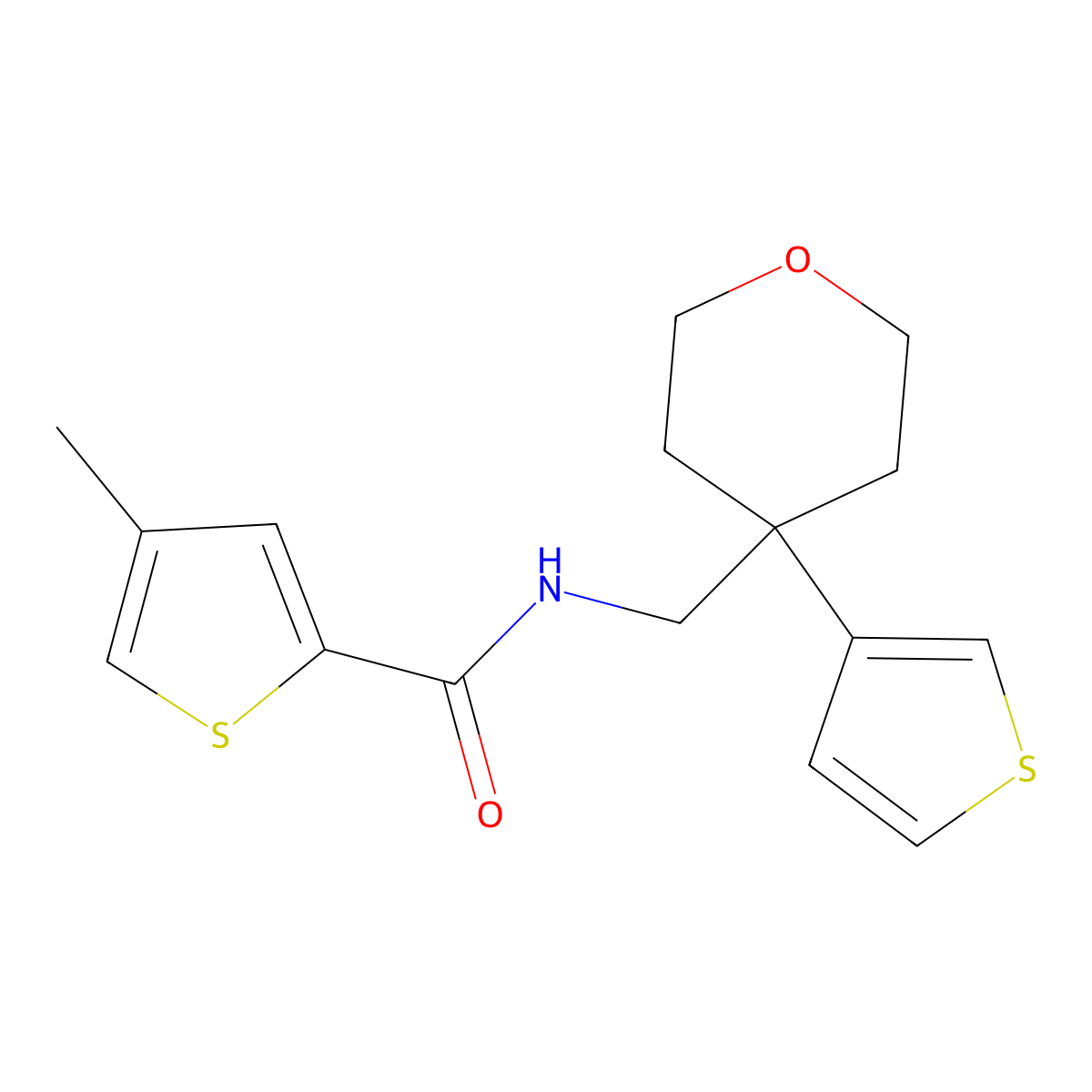 4-methyl-N-{[4-(thiophen-3-yl)oxan-4-yl]methyl}thiophene-2-carboxamide molecular structure, CAS 2309602-79-5